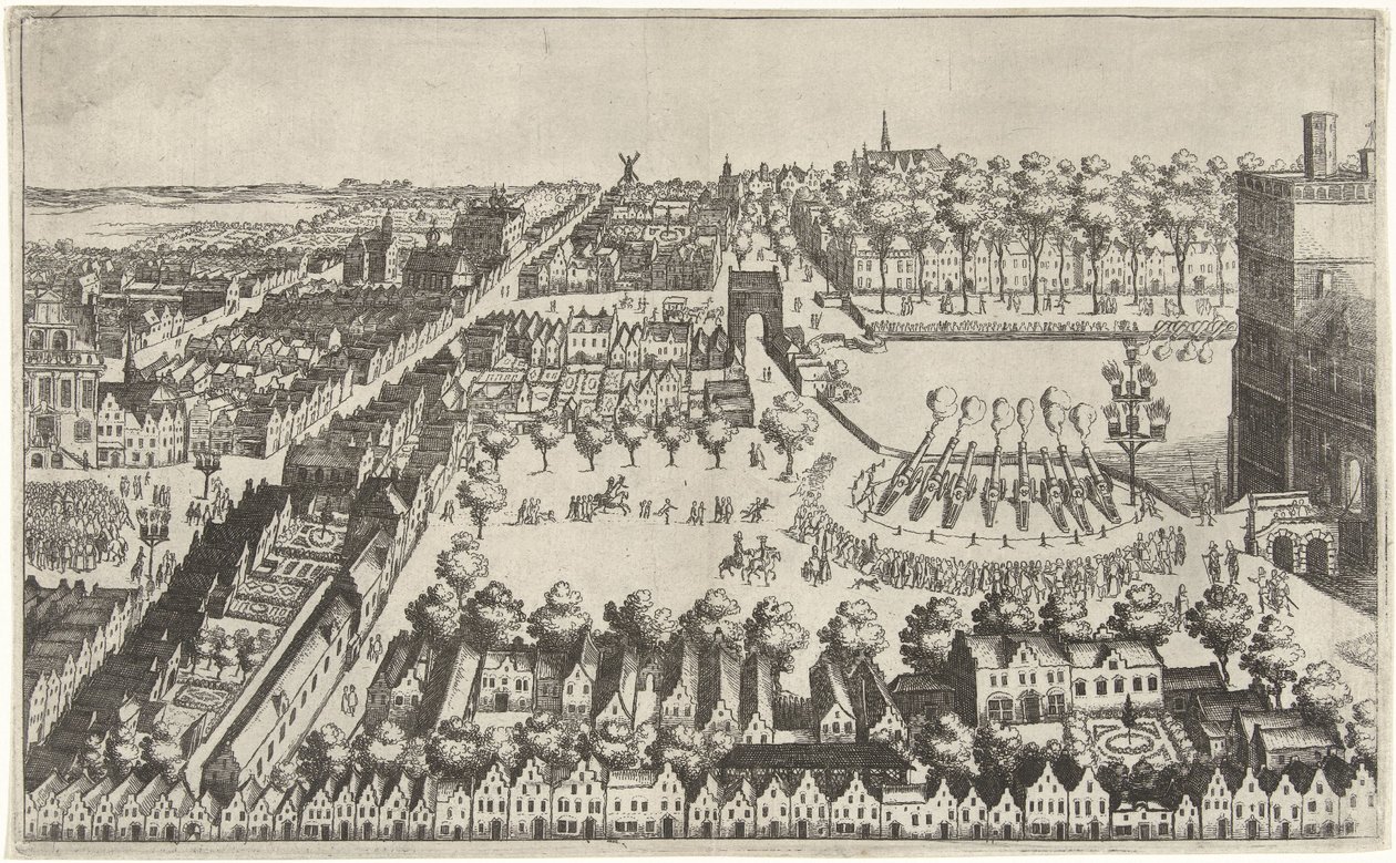 Tűzgyújtás Hágában a fegyverszünet kihirdetése után, 1609 alkotó: Simon Frisius