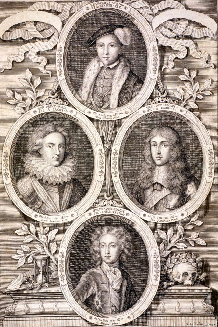 VI. Edward, Henrik és Vilmos, Gloucester hercegei és Henrik walesi herceg, 1700 körül. alkotó: Simon Gribelin