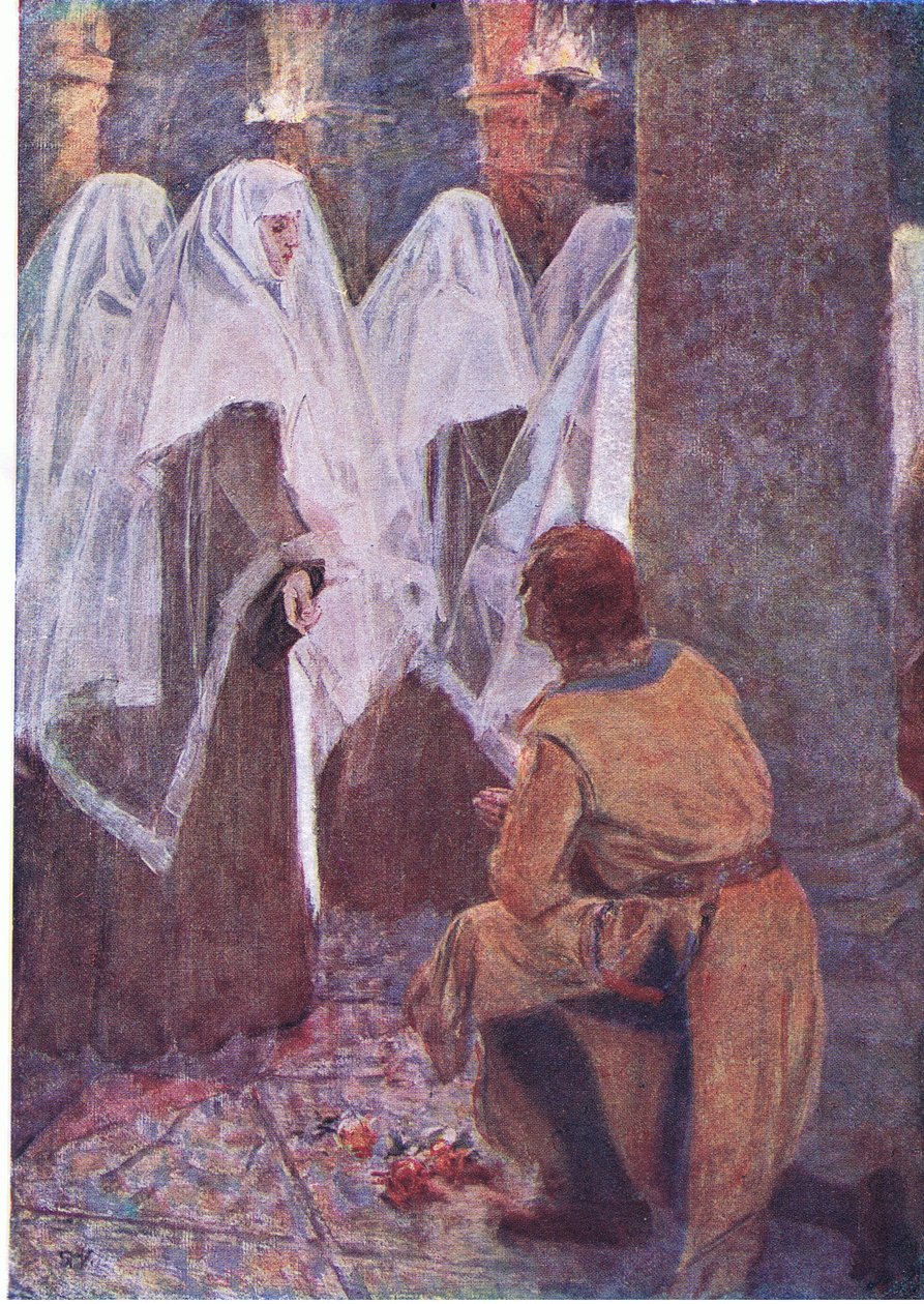 És ismét egy rózsabimbó hevert a leopárd lovag lábánál (színes litho) alkotó: Simon Harmon Vedder