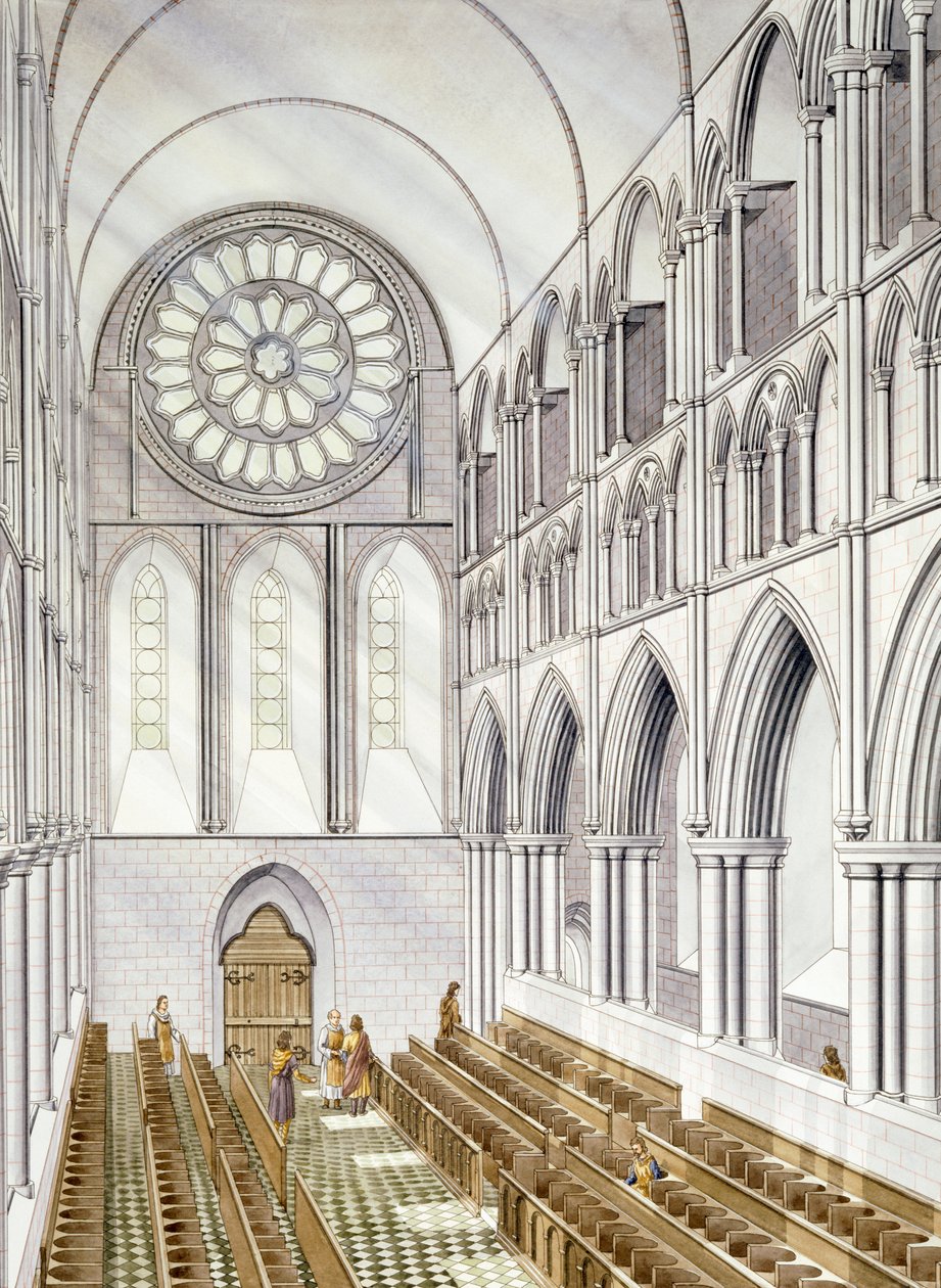 Templombelső, Byland apátság (akvarell, papír) alkotó: Simon Hayfield