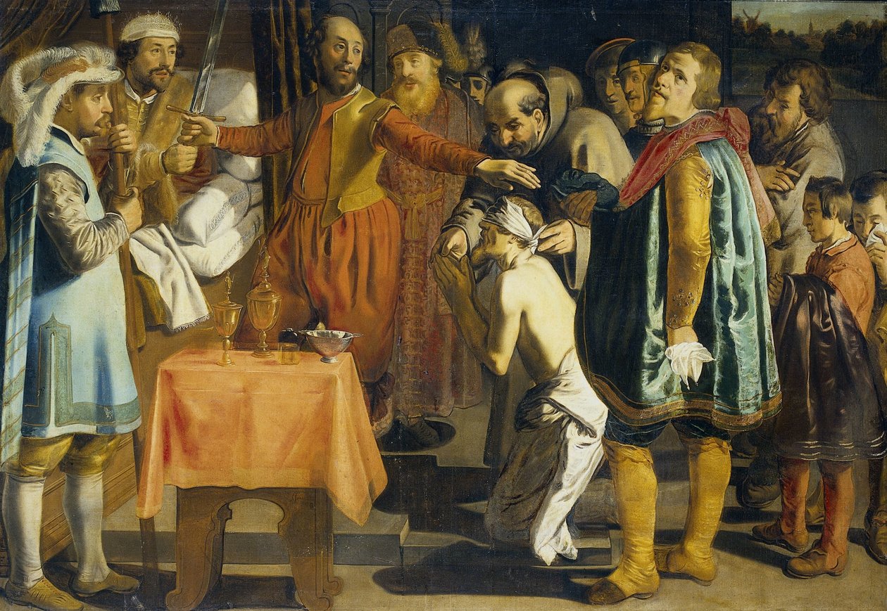 Willem III, Hollandia grófja, elrendeli a Zuid Hollandi végrehajtó lefejezését, 1336 alkotó: Simon Henrixz (copy after)