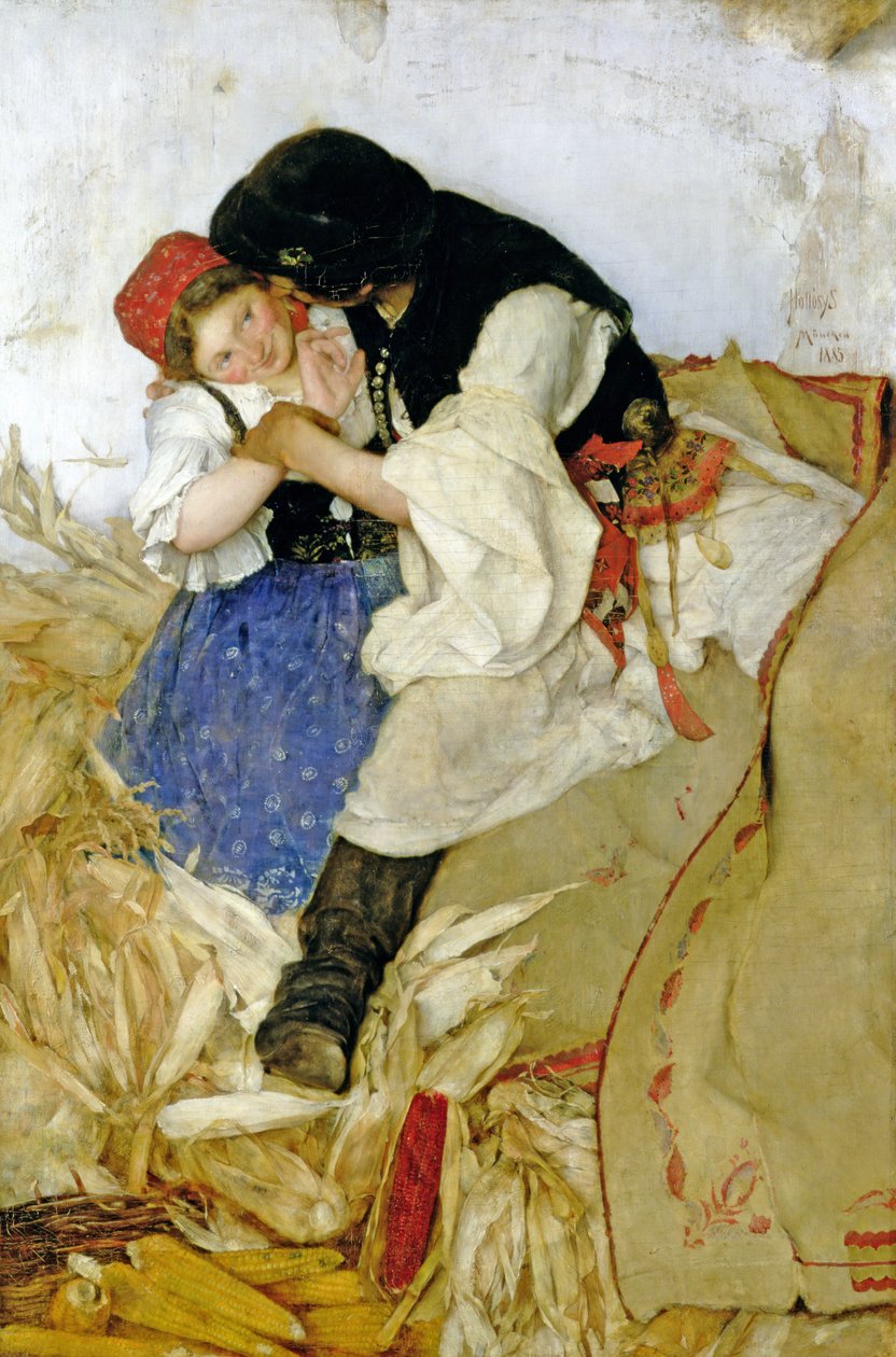 Hántolt kukorica, 1885 alkotó: Simon Hollosy