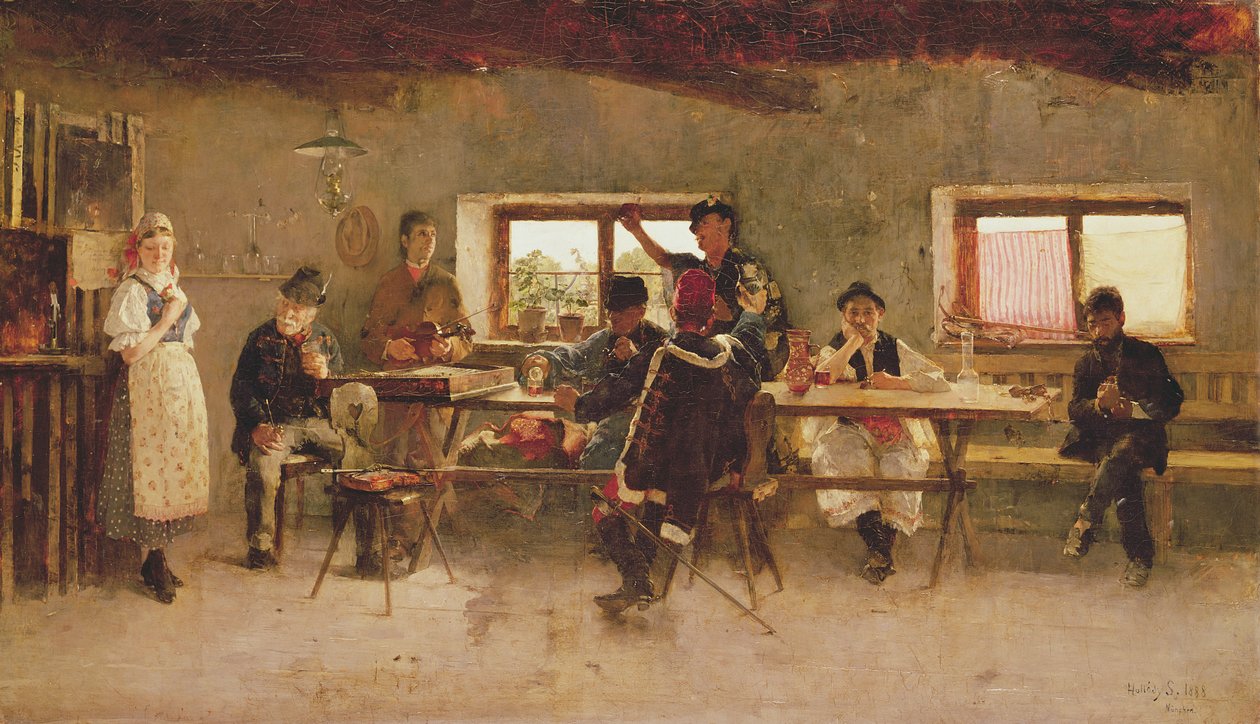 Mulatozók egy kocsmában, 1888 alkotó: Simon Hollosy