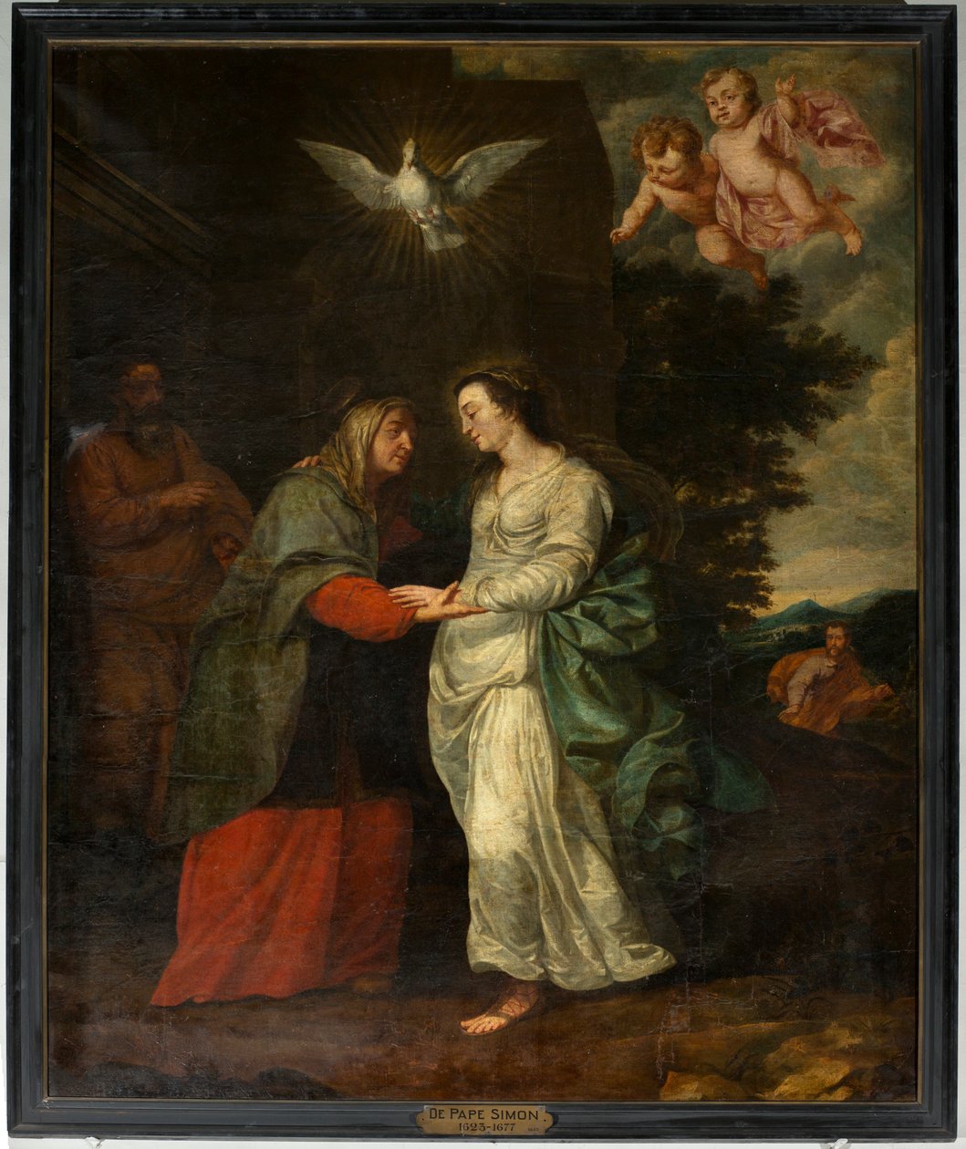 Plébániatemplom (Parochiekerk Sint-Eligius). Festmény. "Mária meglátogatja Erzsébetet". Simon De Pape. 17. század. alkotó: Simon II de Pape