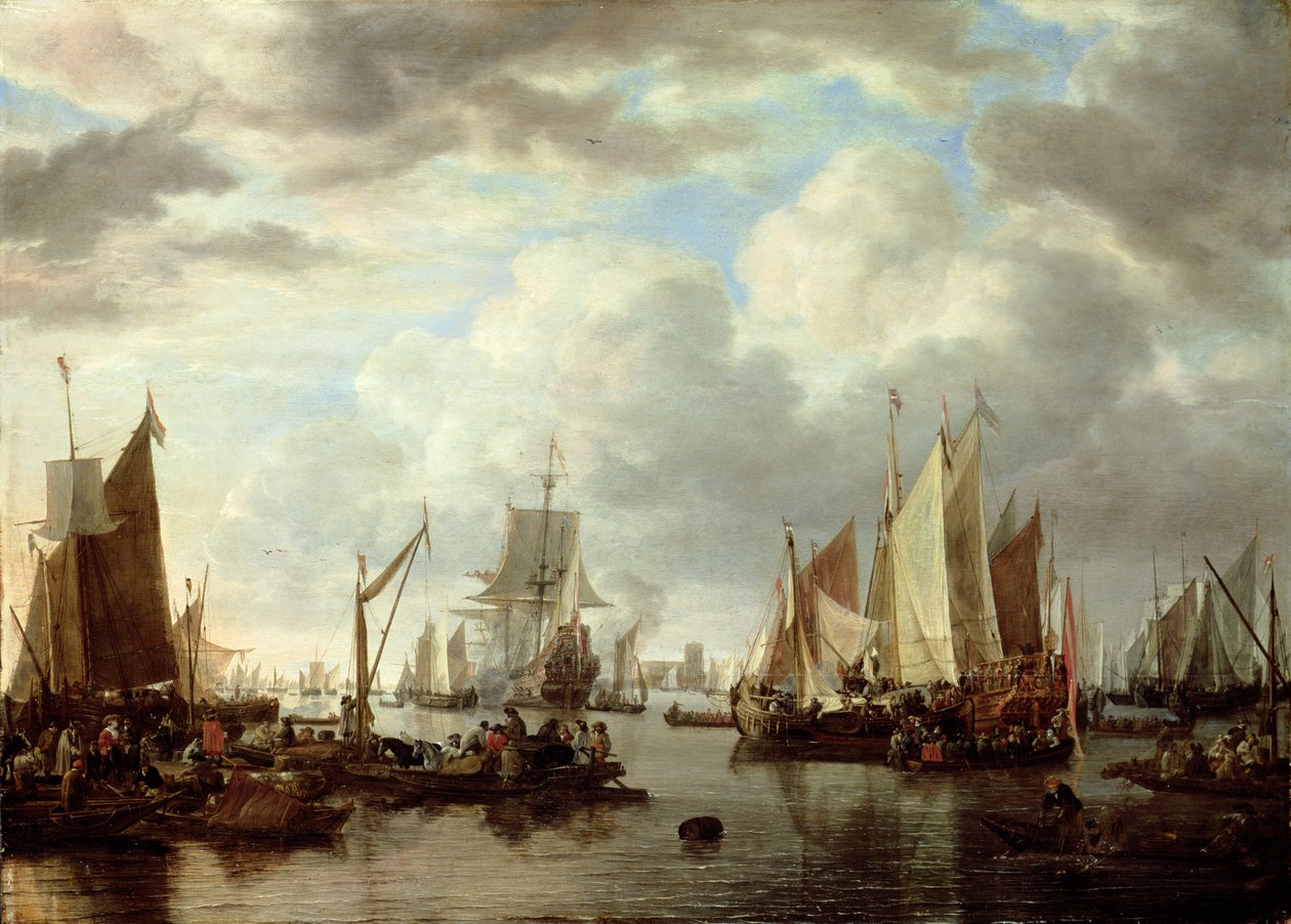 Szállítás Dordrecht előtt, 1651 alkotó: Simon de Vlieger