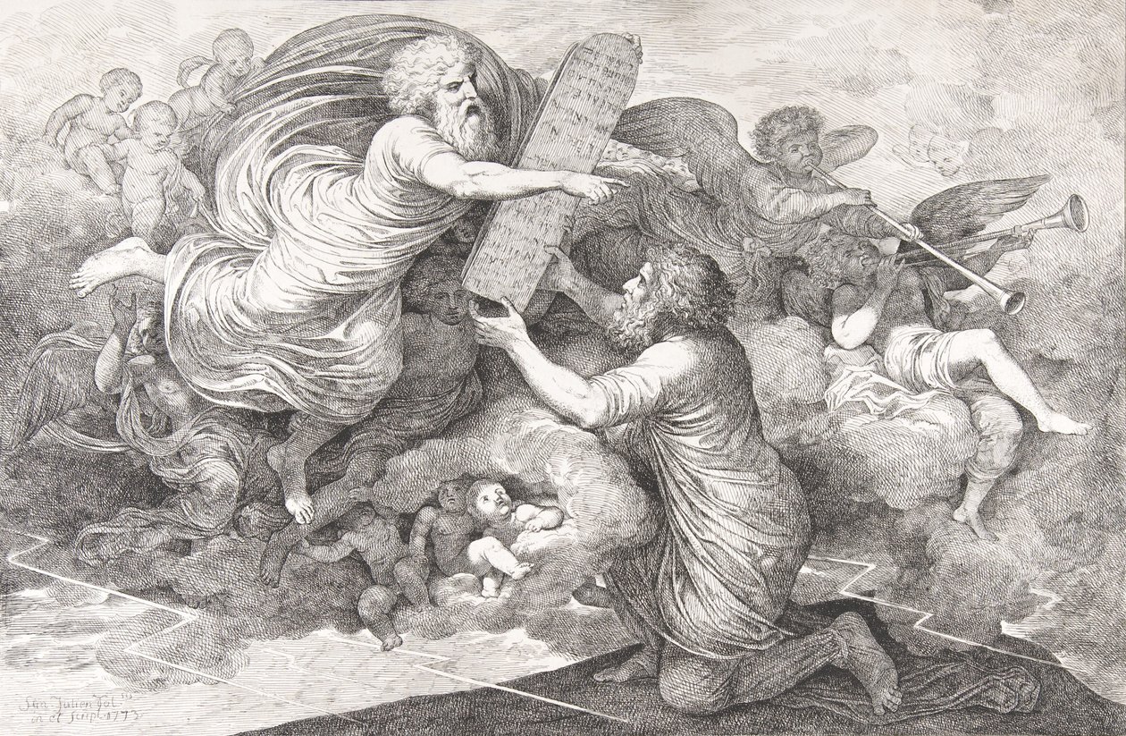 Mózes a Sínai-félszigeten A zsidó törvények táblái, 1773. alkotó: Simon Julien