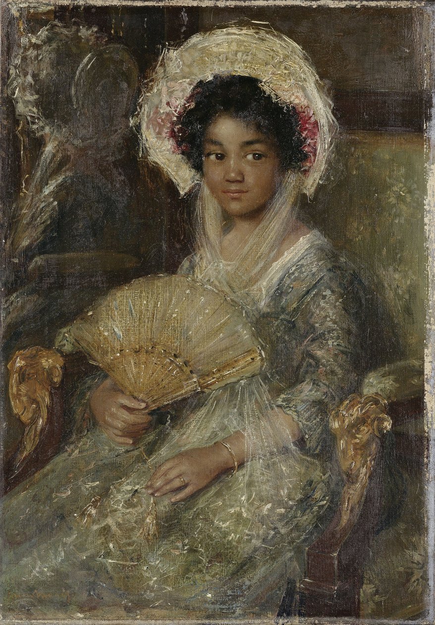 Fiatal nő legyezővel, c. 1906 (olaj, vászon) alkotó: Simon Maris