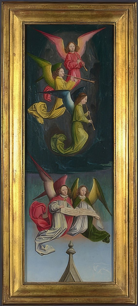 Az angyalok kórusa (oltárkép a St. Bertin apátságból). 1459 körül alkotó: Simon Marmion