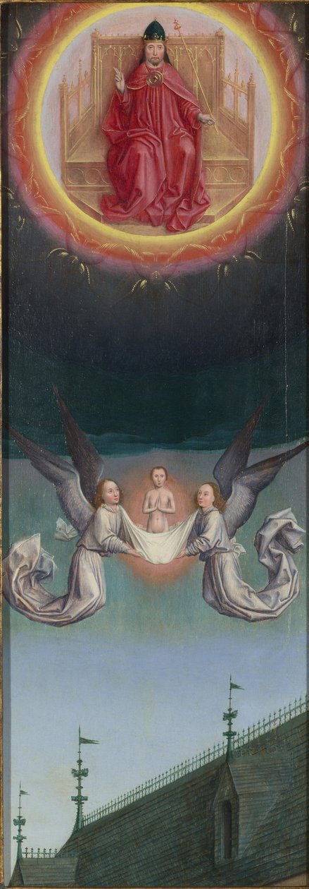 Szent Bertin lelke Istenhez vitte a Szent Bertin-oltárképről, 1459 körül alkotó: Simon Marmion