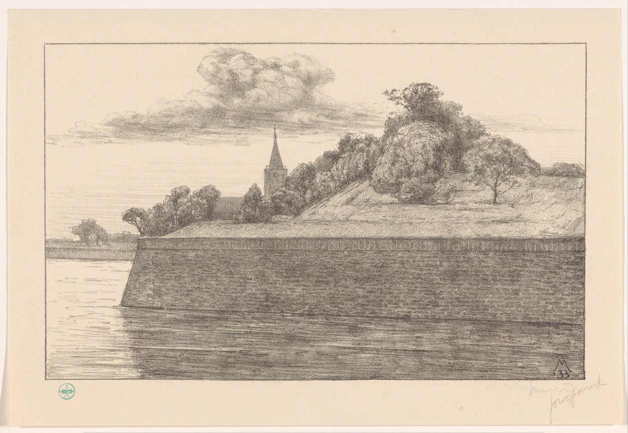 Kilátás a Promers-bástyára (eredeti cím) Naarden sáncai (eredeti sorozatcím) alkotó: Simon Moulijn (signed by artist)