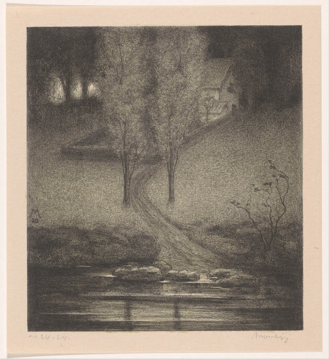 Nyárfák egy patak mellett alkotó: Simon Moulijn (signed by artist)