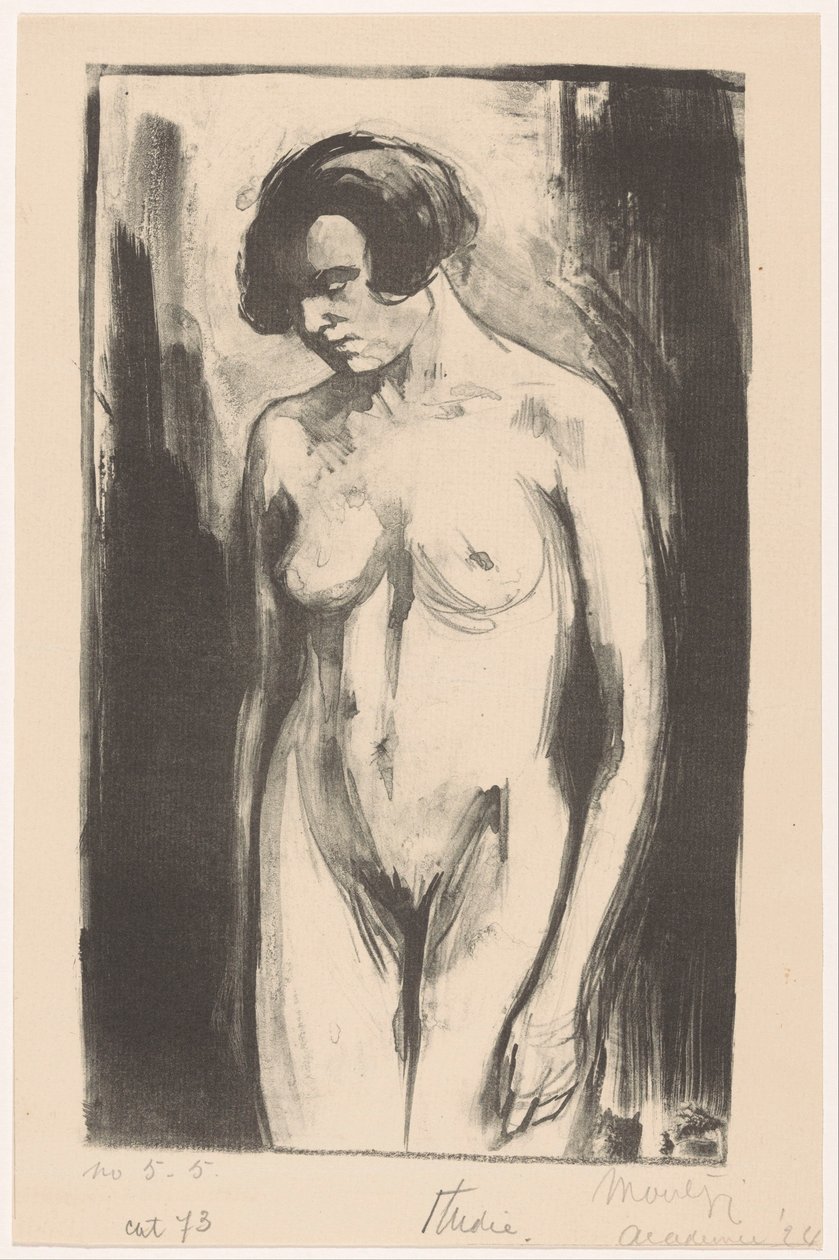 Tanulmány egy álló meztelen nőről alkotó: Simon Moulijn (signed by artist)