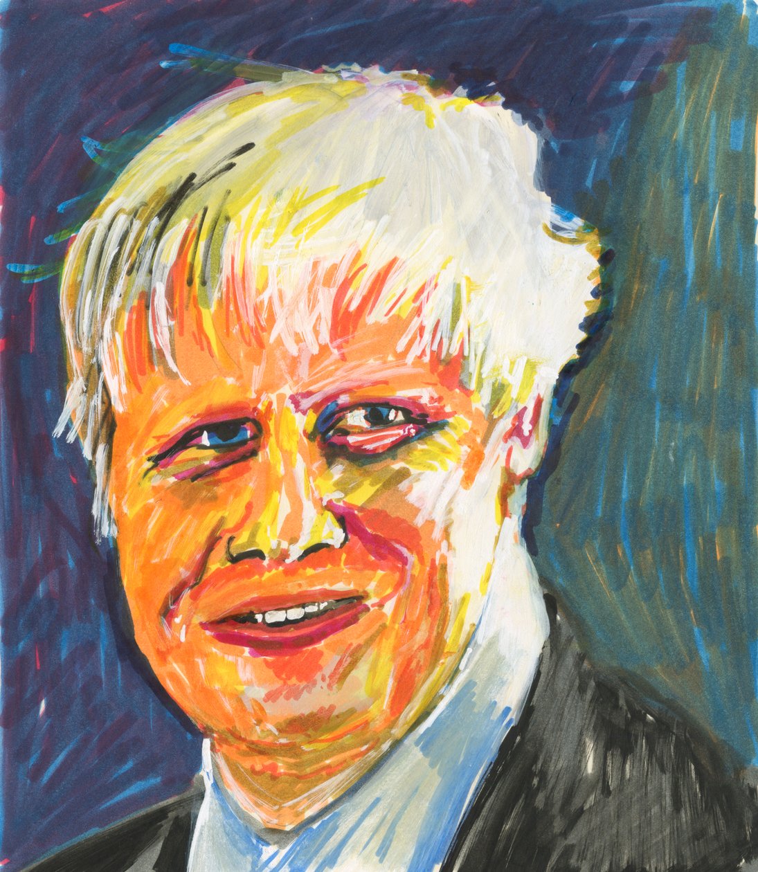 Boris Johnson, 2019 (tinta és akril festéktollak papírra) alkotó: Simon Neville