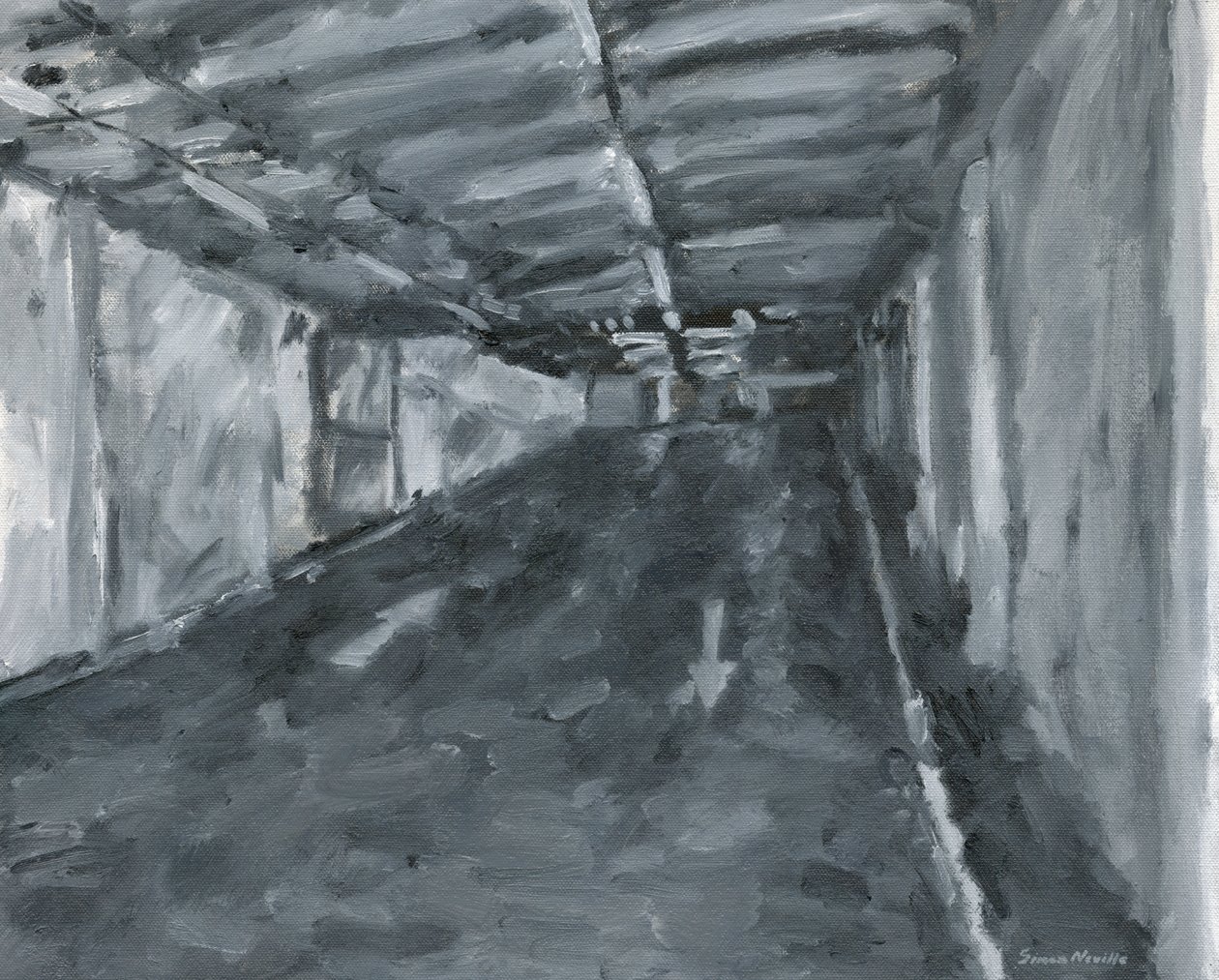 Parkolóház belső tér 11., 2023 (olaj, vászon) alkotó: Simon Neville