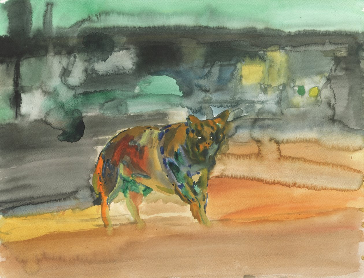 Városi prérifarkas, 2019 (akvarell és gouache, papír) alkotó: Simon Neville