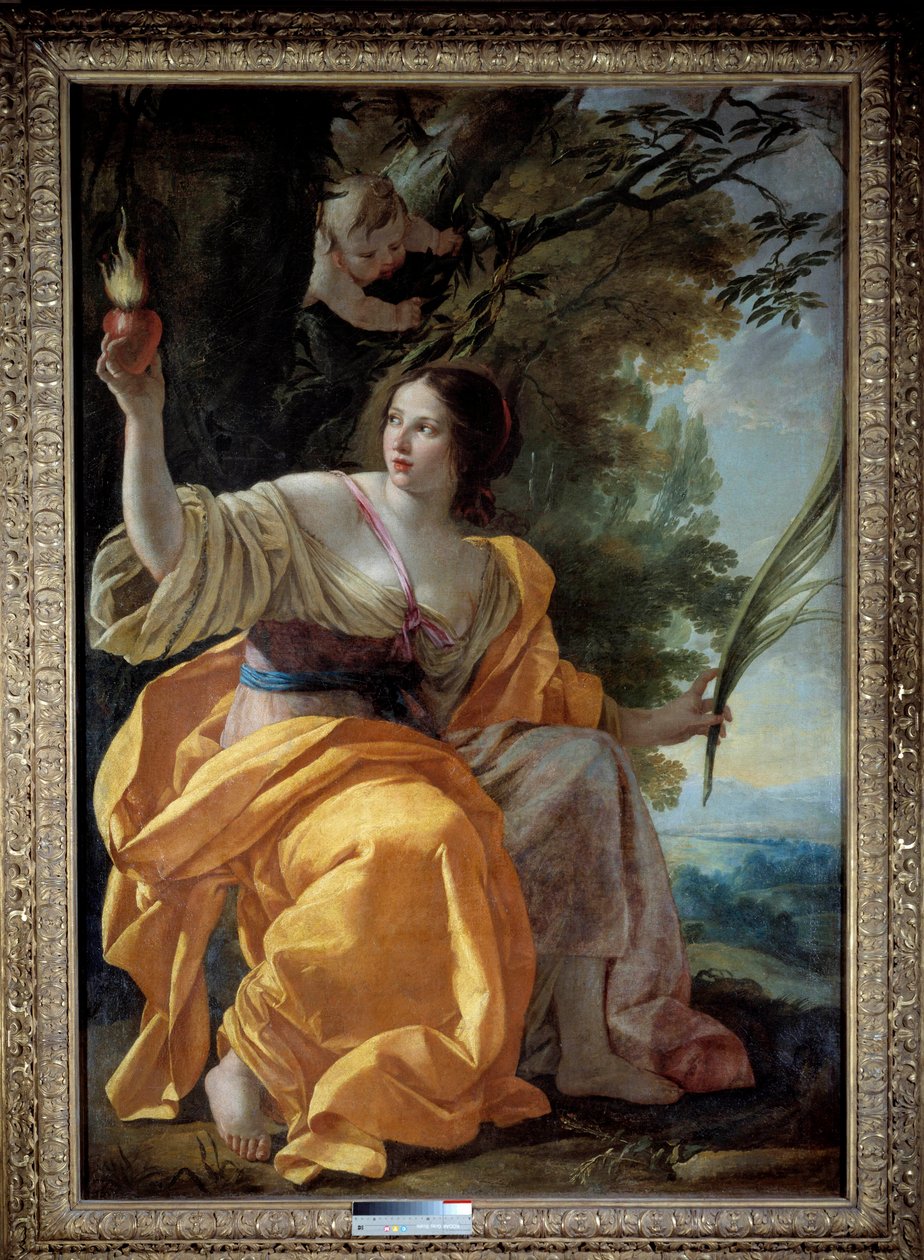 Szeretet allegorikus alakja (korábban a Hit)” Simon Vouet (1590-1649) festménye, XVII. század Mérete 1,9x1,3 m. alkotó: Simon Vouet