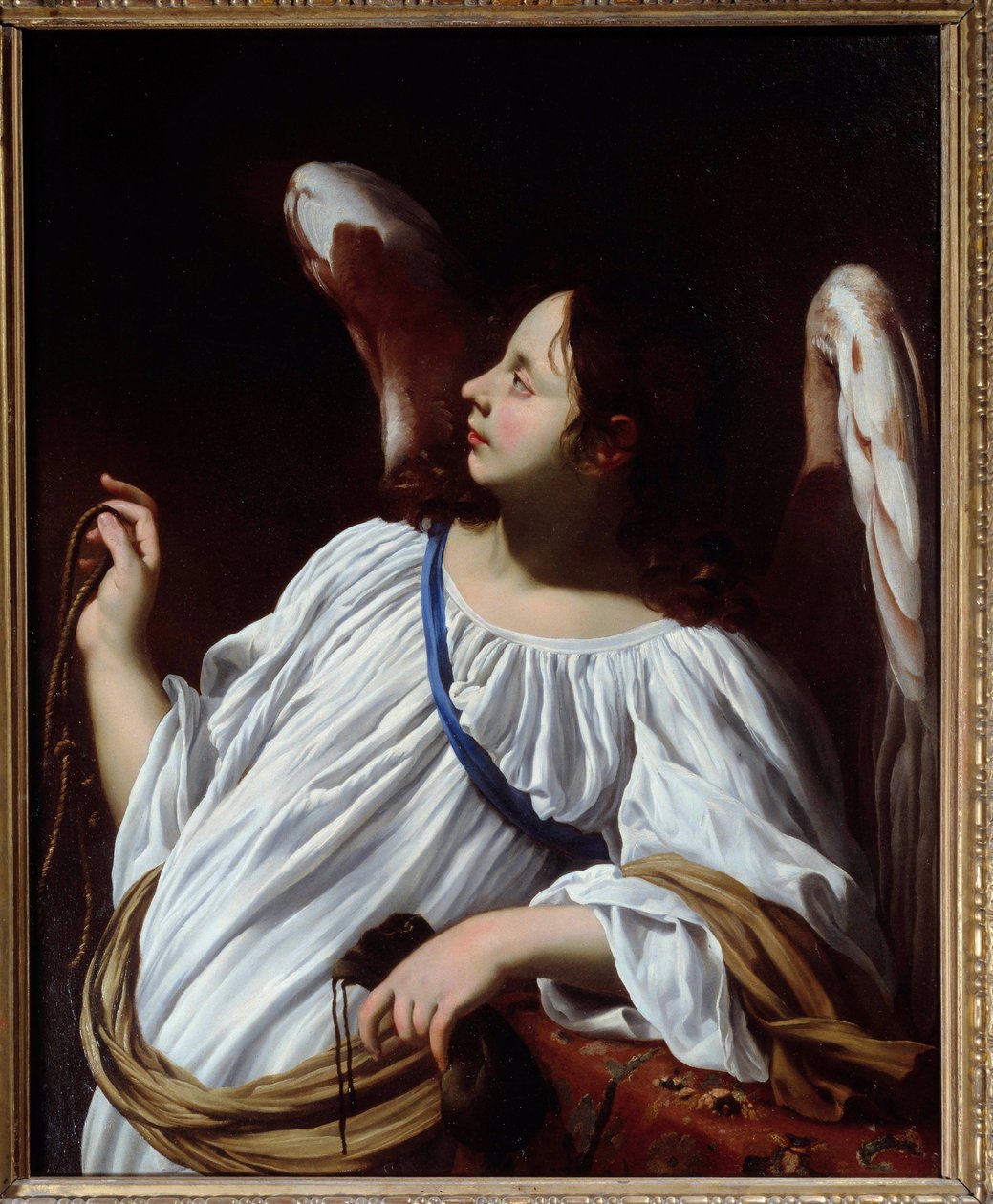 Angelnél vannak Krisztus szenvedésének kötél- és erszényes eszközei Simon Vouet (1590-1649) 17. századi magángyűjteményének részlete. alkotó: Simon Vouet