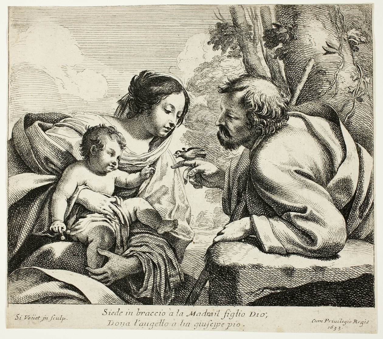 Szent család egy madárral alkotó: Simon Vouet
