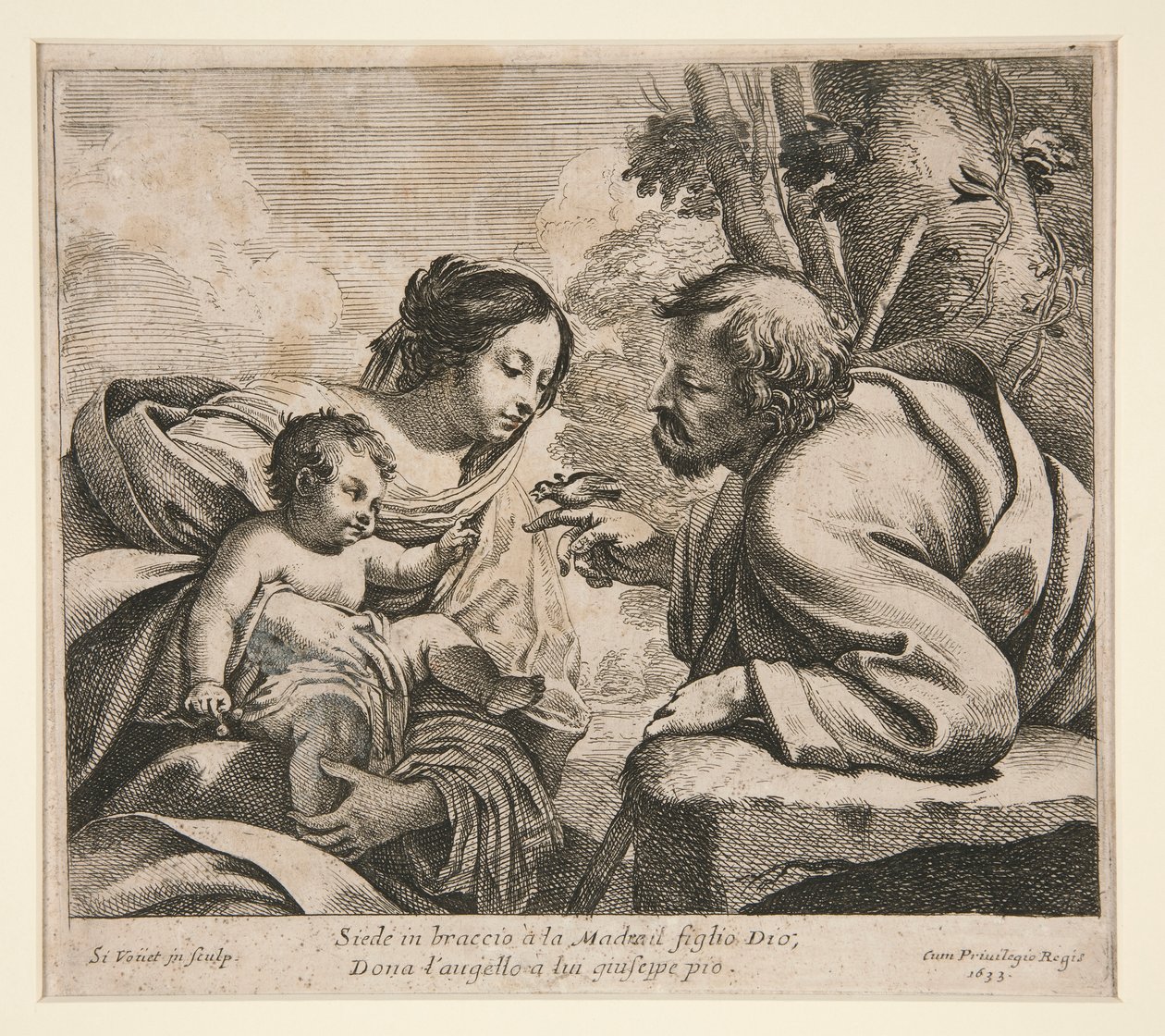 Szent család madárral alkotó: Simon Vouet