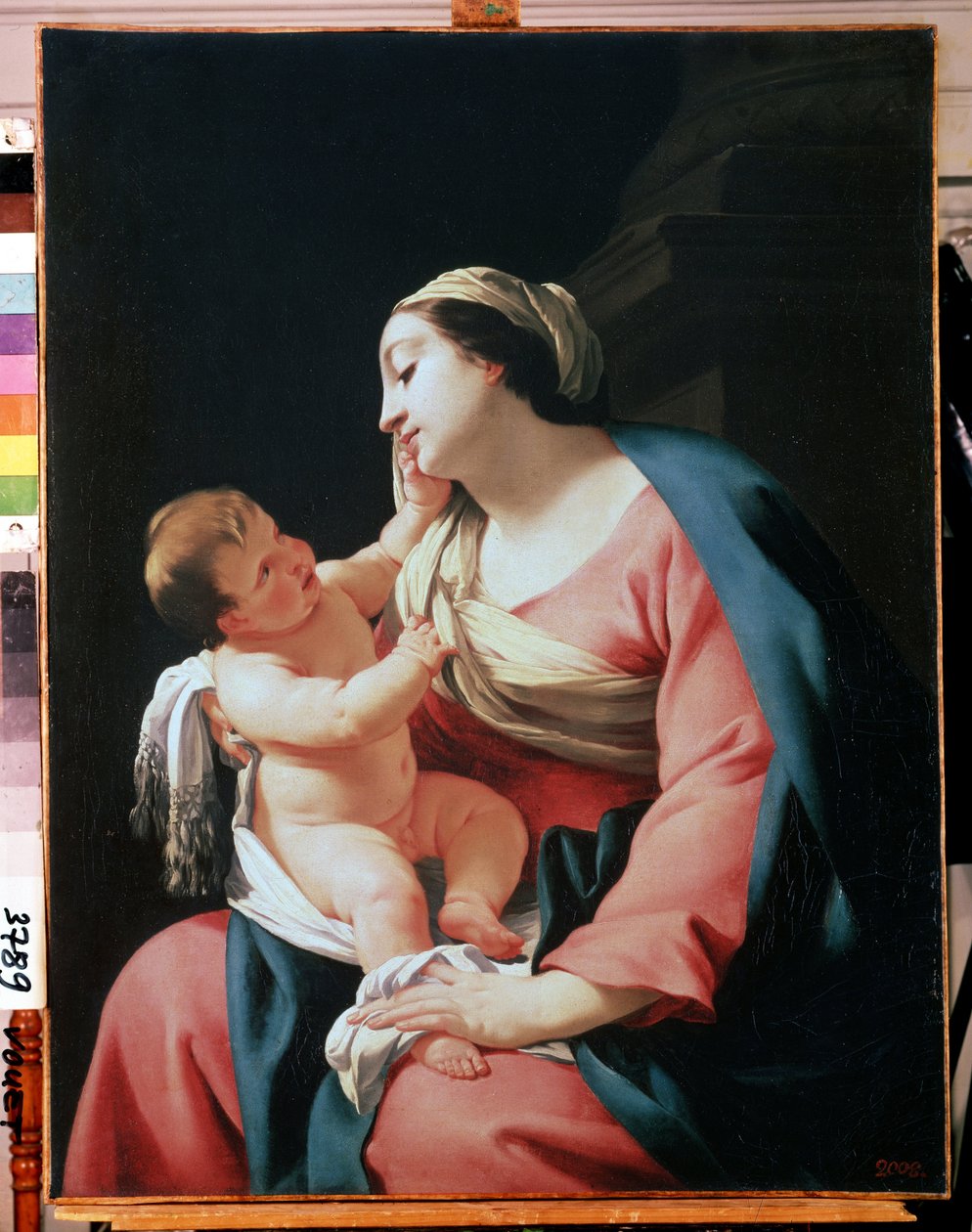 A Szűz és a Gyermek (Szűz és Gyermek). Simon Vouet (1590-1649) festménye. Olaj, vászon, 99,1 x 76,5 cm, 17. század eleje. Francia iskola, barokk művészet. Ermitázs Múzeum, Szentpétervár. alkotó: Simon Vouet