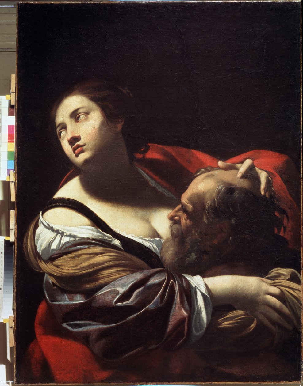 római jótékonyság. A börtönben éhezésre ítélt Cimon lánya, Pero melléből táplálkozik. Simon Vouet (1590-1649) festménye. Olaj, vászon, 1620 körül. Francia művészet, barokk stílus. Állami Regionális I. Pozhalostin Művészeti Múzeum, Ryasa alkotó: Simon Vouet