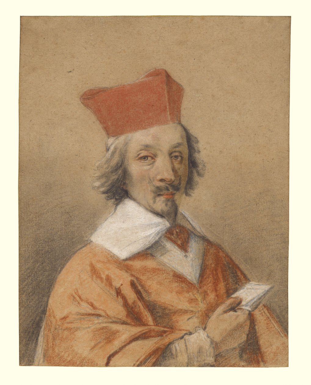 Armand-Jean du Plessis, de Richelieu bíboros portréja, 1632-34 körül (kréta papíron) alkotó: Simon Vouet