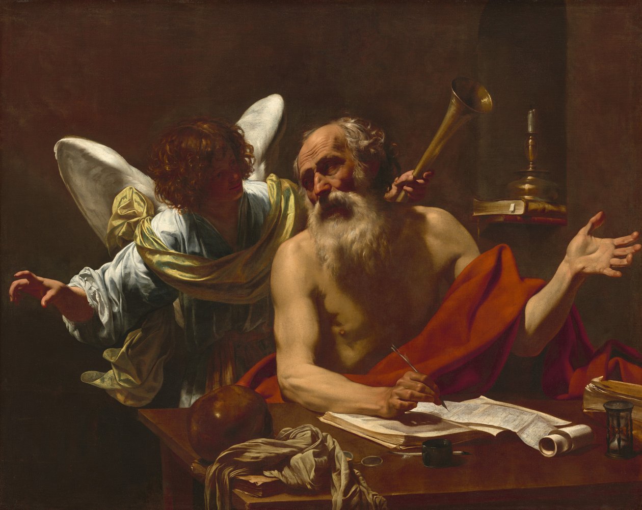 Szent Jeromos és az angyal c. 16221625. alkotó: Simon Vouet