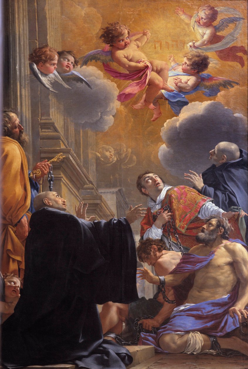 Saint Merry (vagy Saint Mederic), Eveque de Paris (7. század) a foglyok feltárása Simon Vouet (1590-1649) festménye 1640 Saint Merri (Merry) templom, Párizs alkotó: Simon Vouet