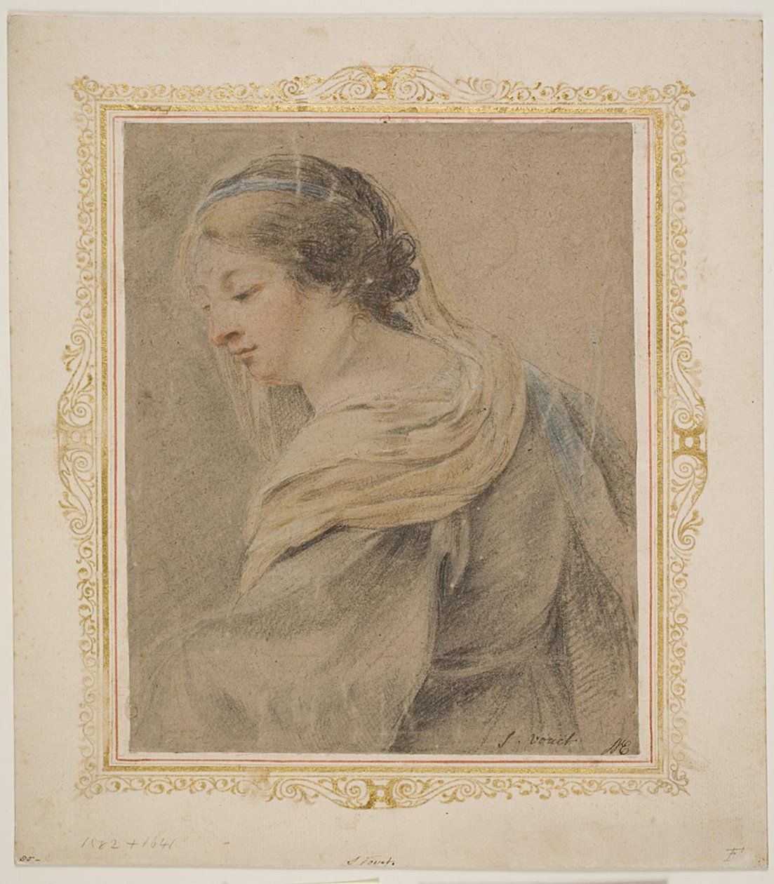 Tanulmány a nőkről a "Madonna és gyermeke" számára alkotó: Simon Vouet