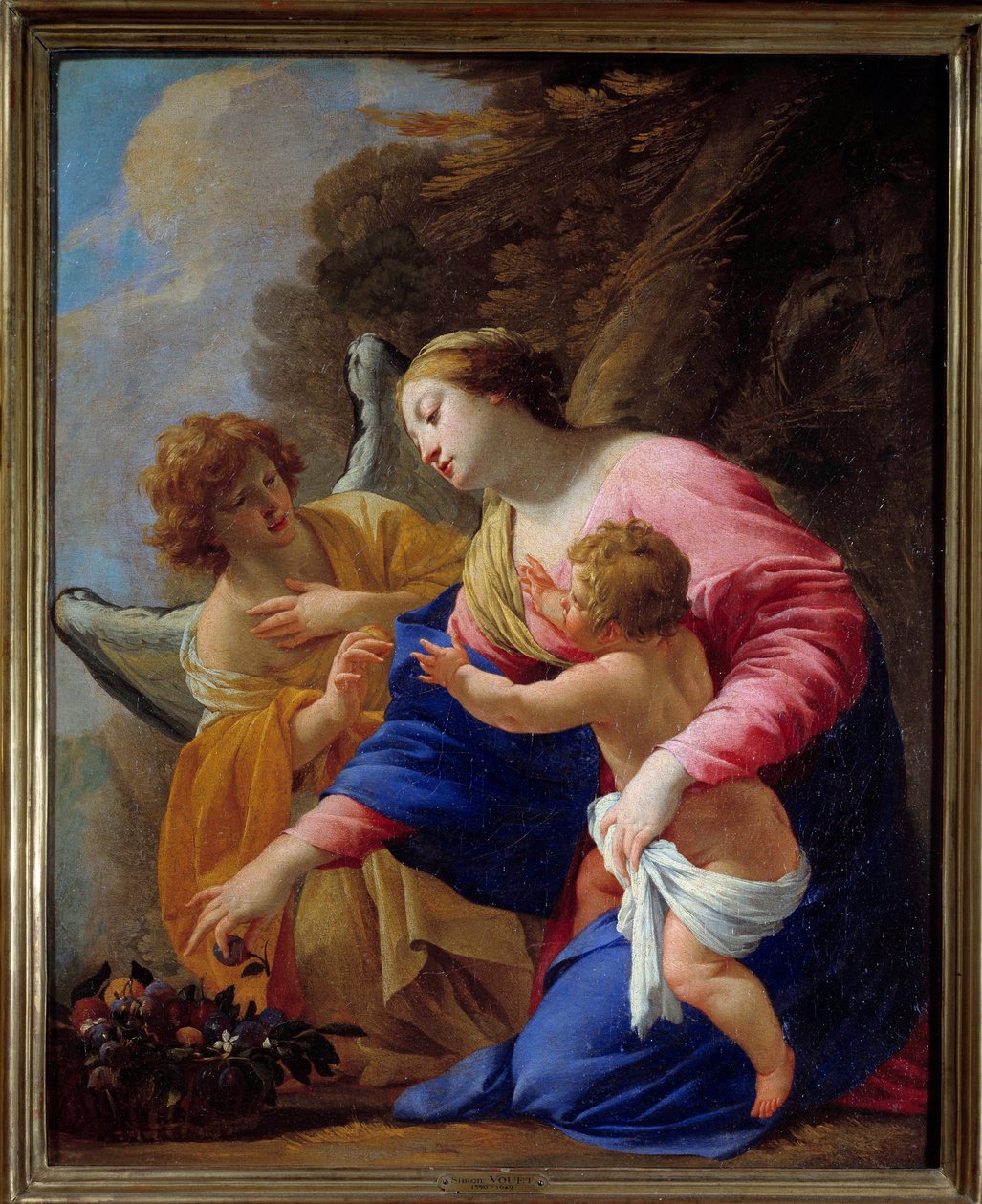 Simon Vouet (1590-1649) A Szűz és az angyal festménye 1641 V. 0,77x0,62 m Caen Szépművészeti Múzeum alkotó: Simon Vouet