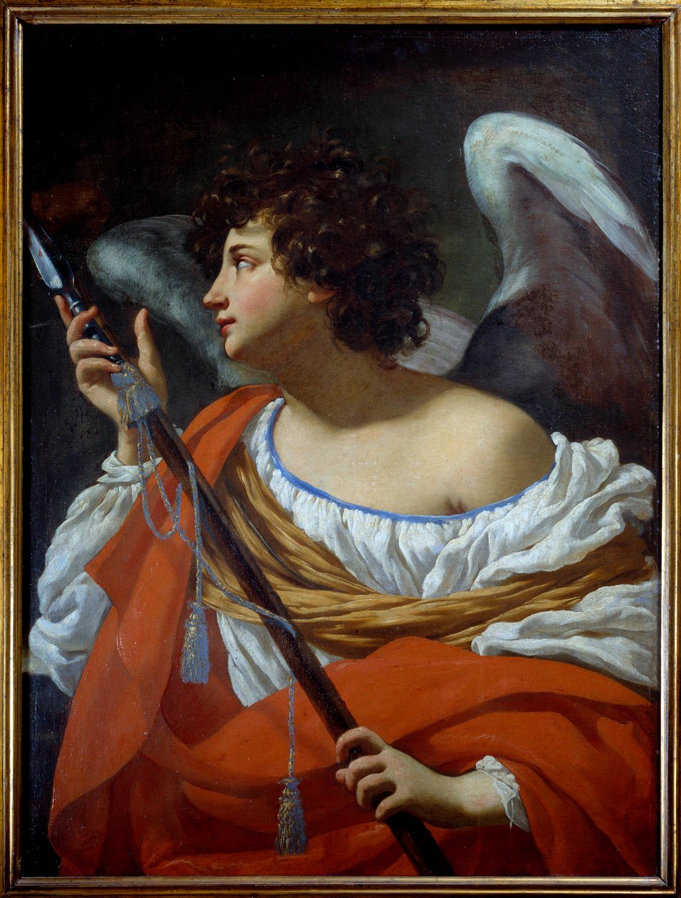 A lándzsát hordozó angyal Krisztus szívébe fúródott és az ecettel átitatott szivacs Simon Vouet festménye alkotó: Simon Vouet