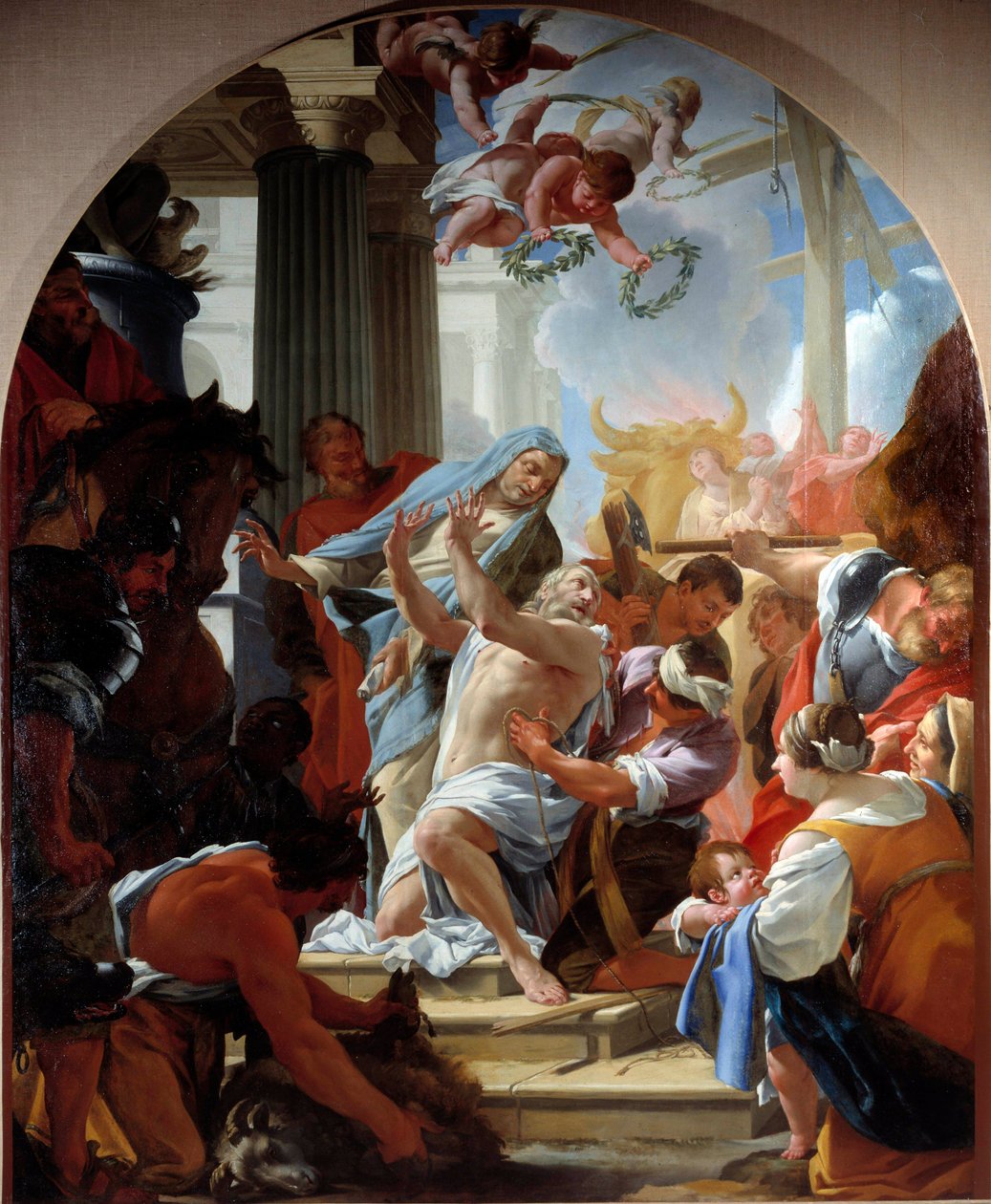 Szent Eustache és családja mártíromsága Simon Vouet (1590-1649) festménye 1635 Párizs, Eglise Saint Eustache alkotó: Simon Vouet