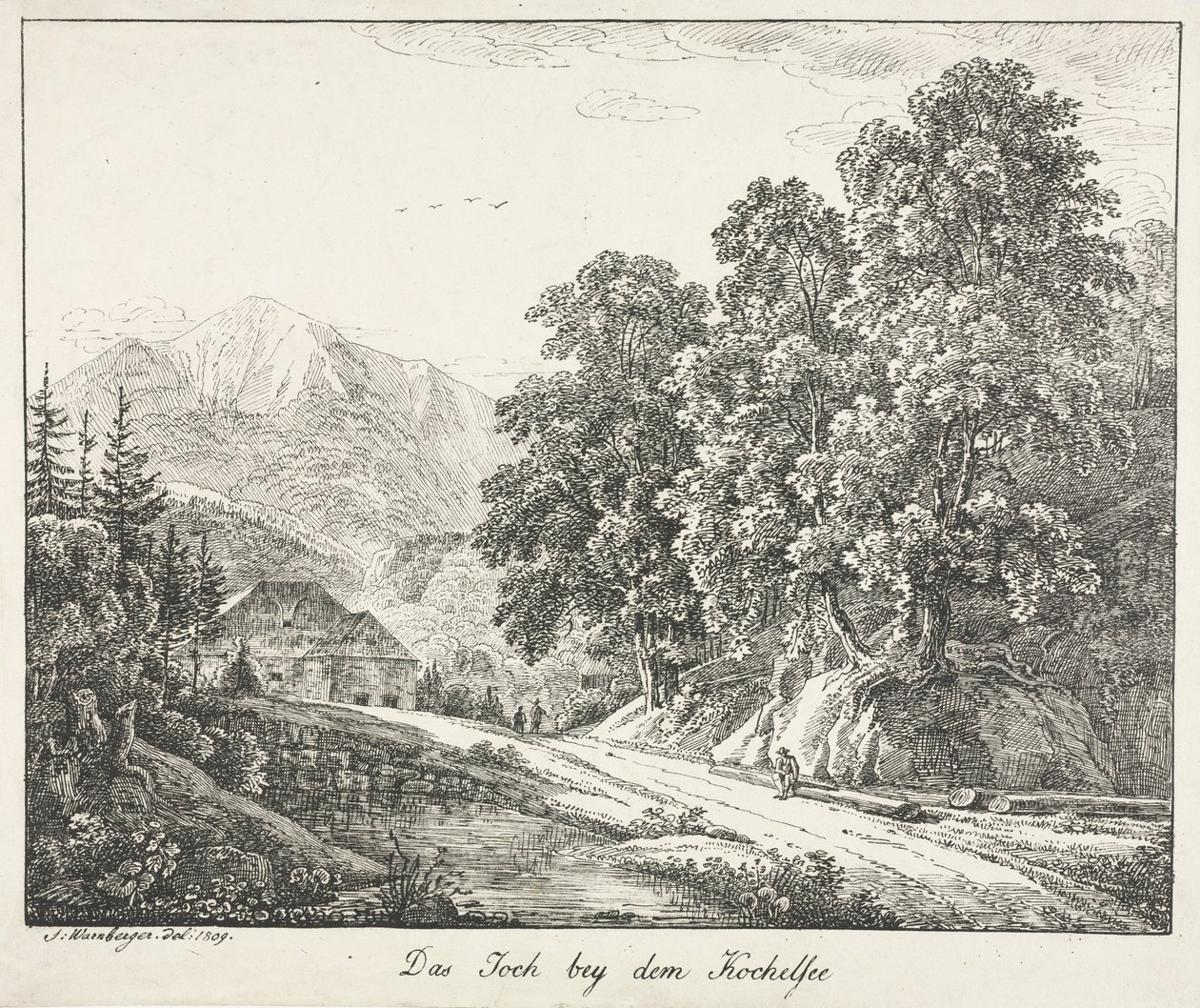 Az ösvény a Kochelsee mellett, 1809. alkotó: Simon Warnberger