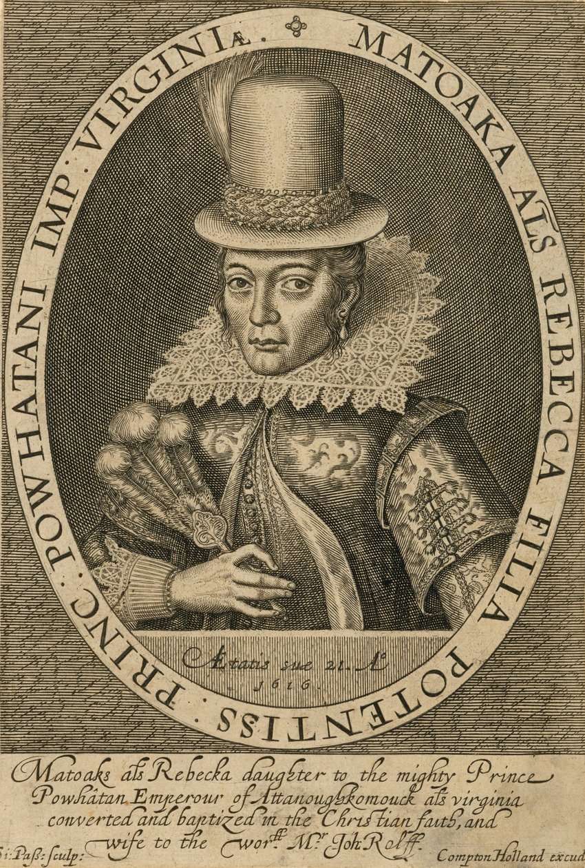 Pocahontas, 1616. alkotó: Simon de Passe