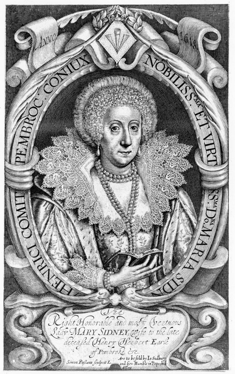 The Right Honorable and Vertuous Lady Mary Sidney, a néhai elhunyt Henry Herbert, Pembroke undc. grófjának felesége, kiadó: Sudbury and Humble, 1618 alkotó: Simon de Passe