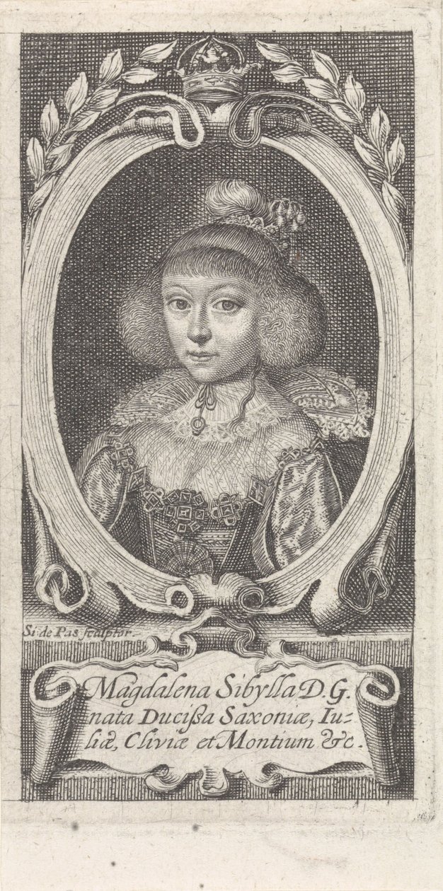 Magdolna Szibille szász hercegnő 1617-1668, Szász-Altenburg hercegné, kb. 1647-1648. alkotó: Simon van de Passe