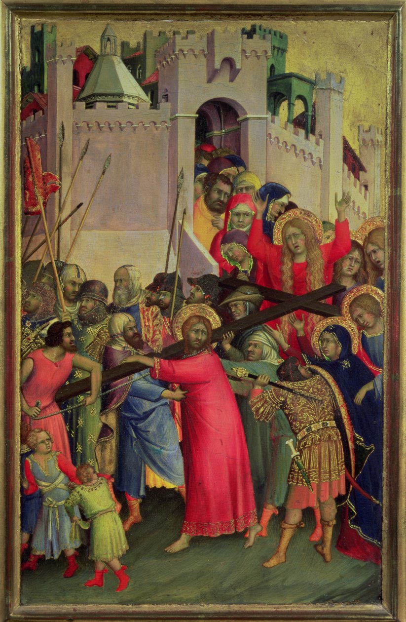 Út a kálváriához (tempera és aranylevél a panelen) alkotó: Simone Martini