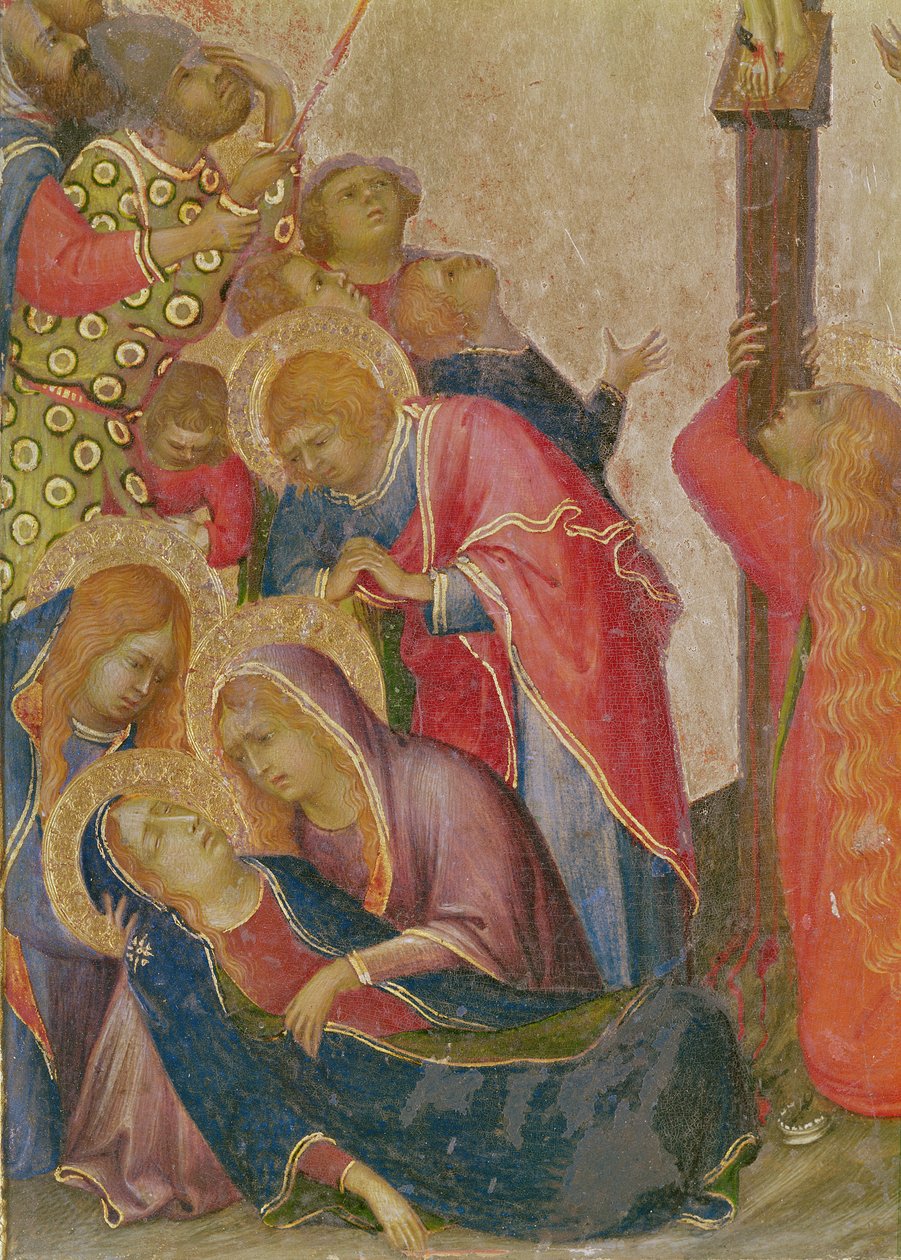 A Strike of the Lance részlete a szűz tempera körüli csoportról a panelen alkotó: Simone Martini