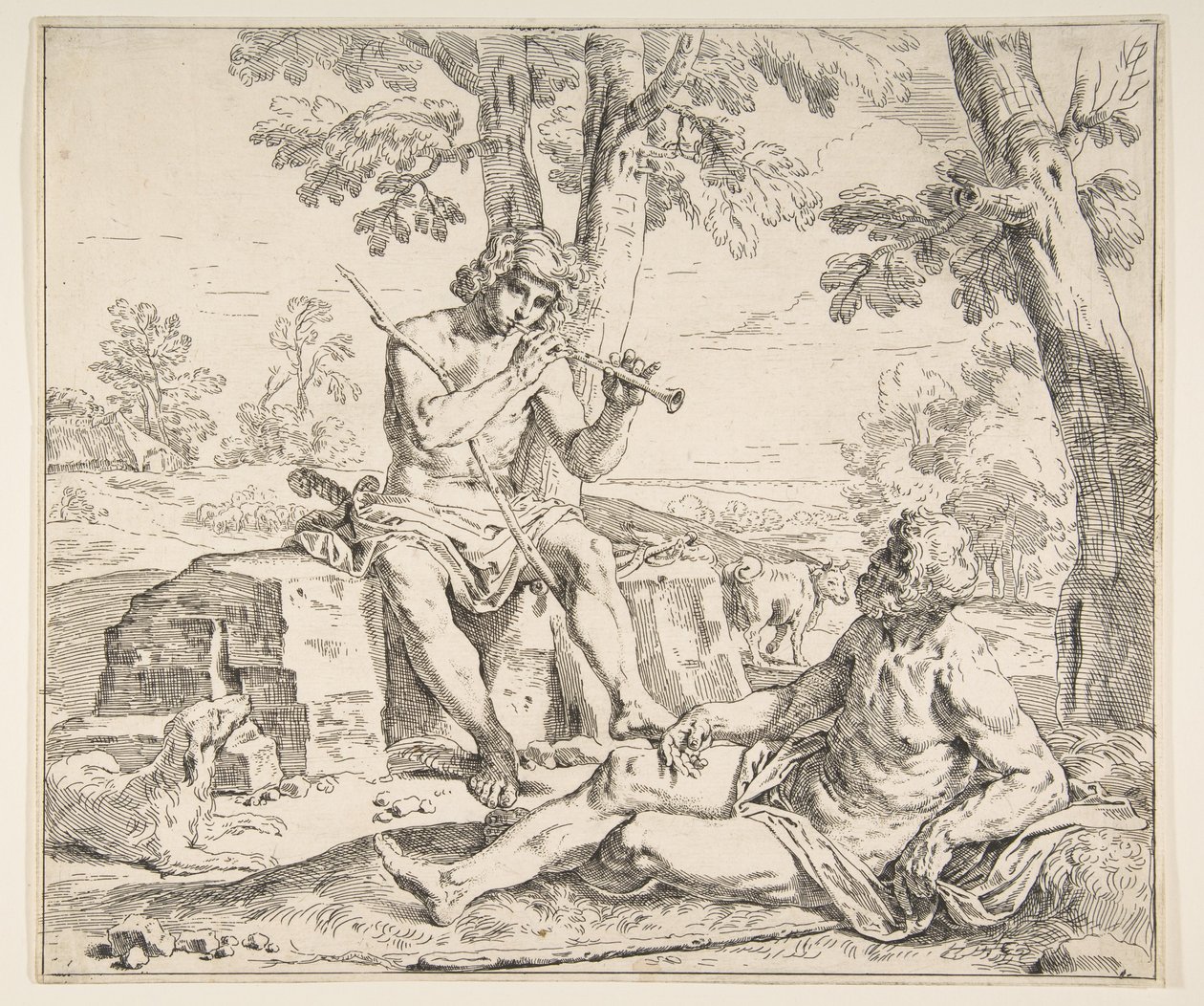 Mercury és Argus, kb. 1630-1648. alkotó: Simone Cantarini