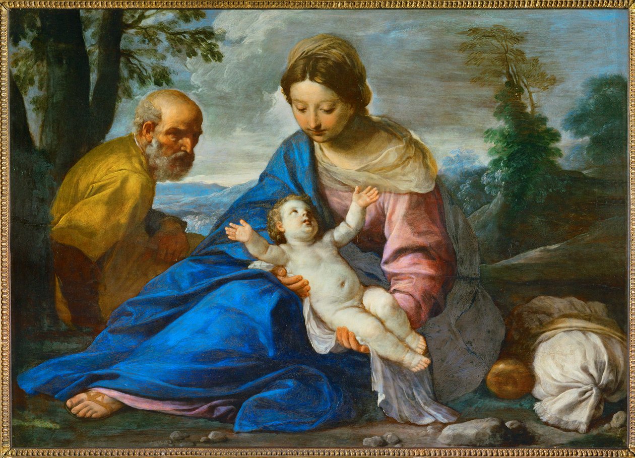 Rest on the Flight to Egypt (festmény vászonra, fára) alkotó: Simone Cantarini