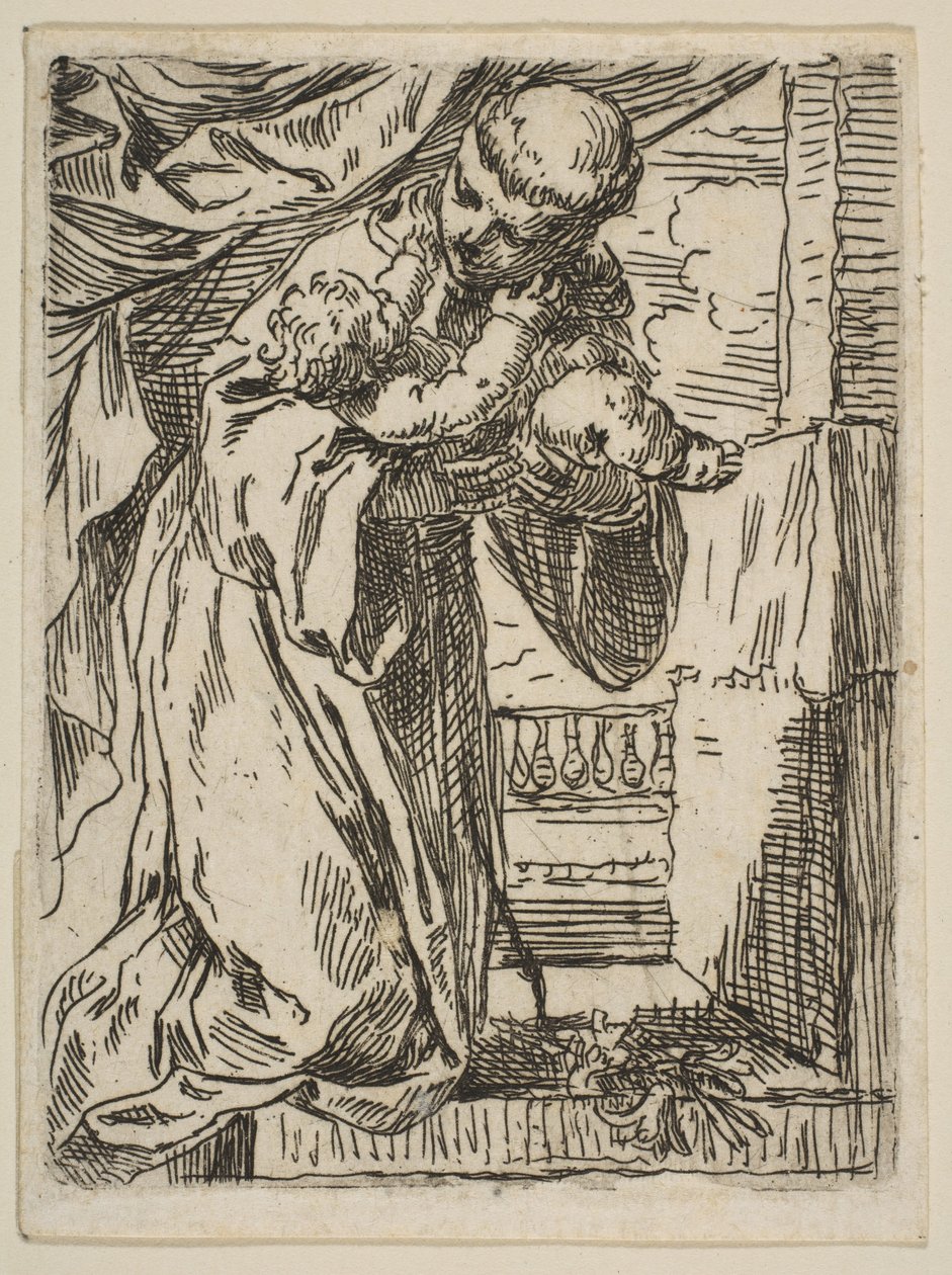 Páduai Szent Antal Krisztus Gyermekét tartja kezében, kb.1635-1636. alkotó: Simone Cantarini