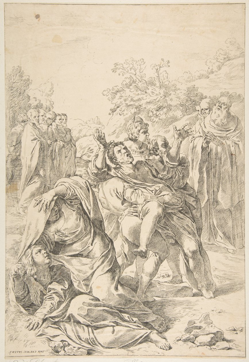 Szent Benedek ördögűz egy démont, kb. 1637-1639. alkotó: Simone Cantarini