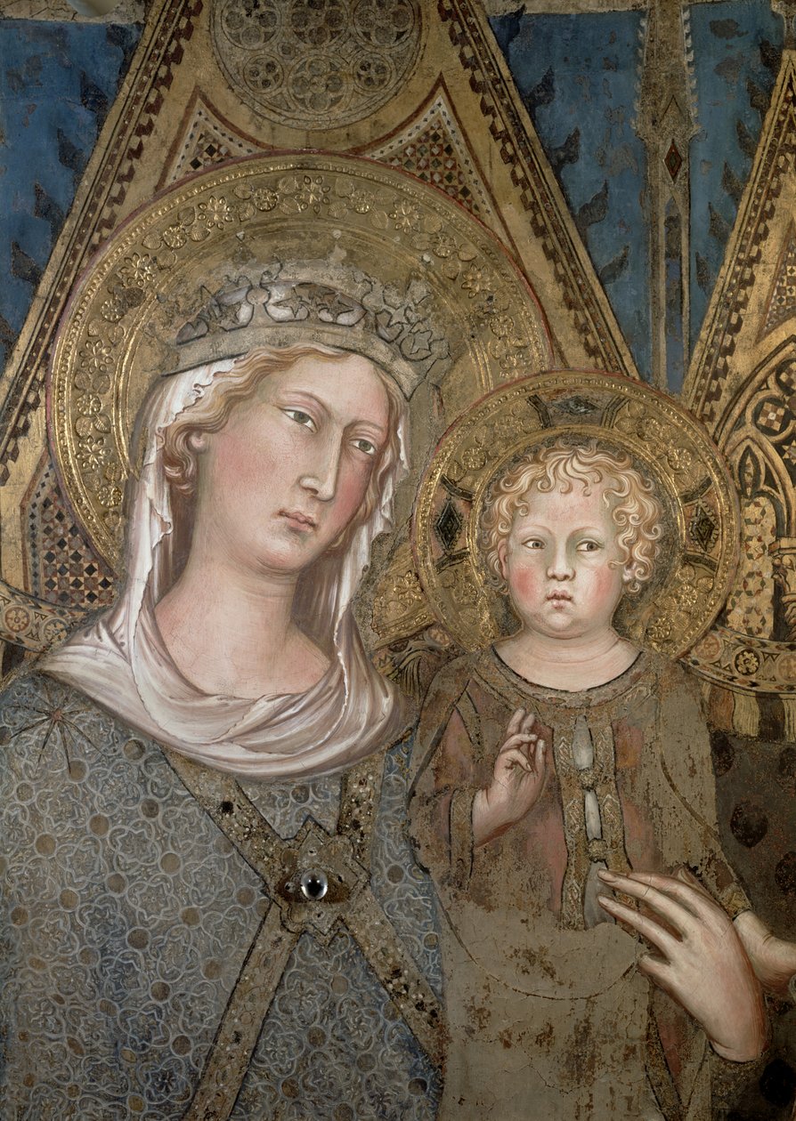 Maesta, a Madonna és a Gyermek részlete, 1315 freskórészlet az 51591-ből és a 79367-ből alkotó: Simone Martini