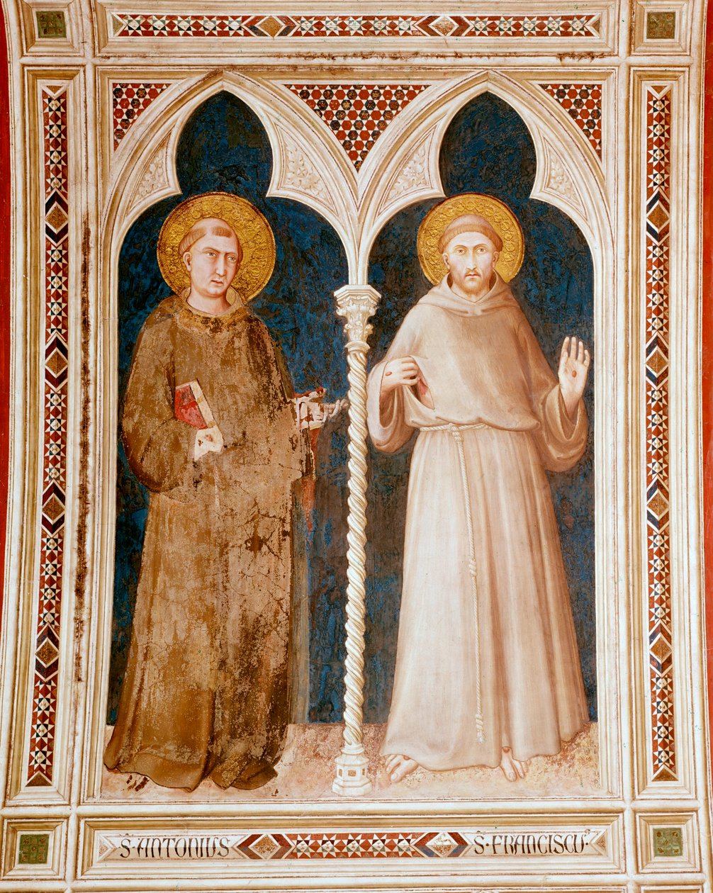 Páduai Szent Antal és Assisi Szent Ferenc freskó Simone Martini (kb. 1284-1344) 215x185 cm Assisi, San Francesco-bazilika, Alsótemplom Olaszország alkotó: Simone Martini