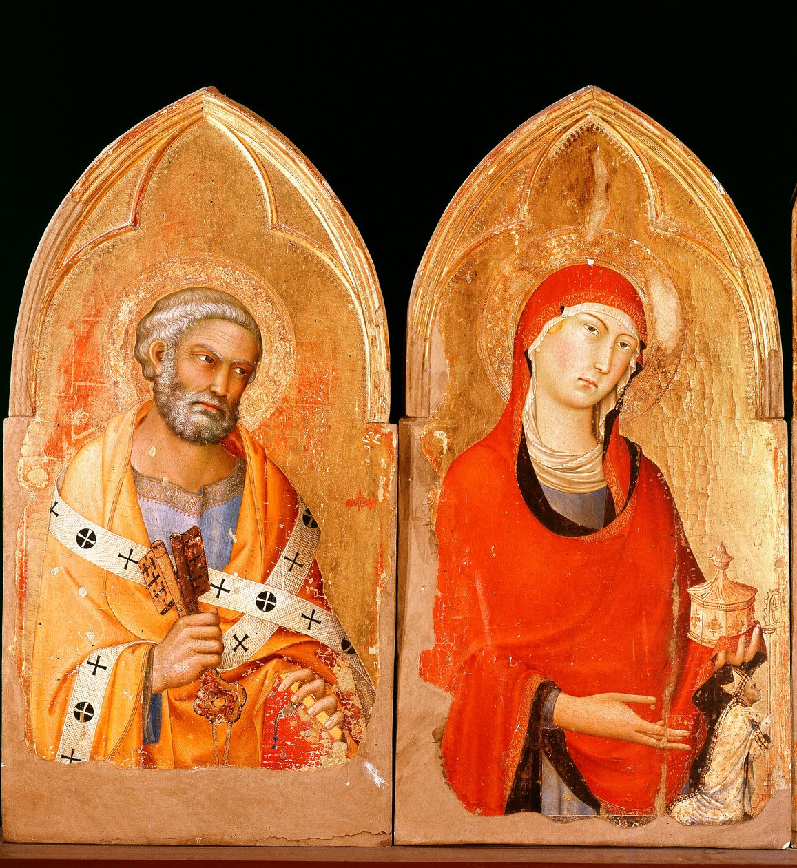 Szent Péter és Szent Mária Magdolna. Orvietói poliptichon (tempera és arany a panelen alkotó: Simone Martini