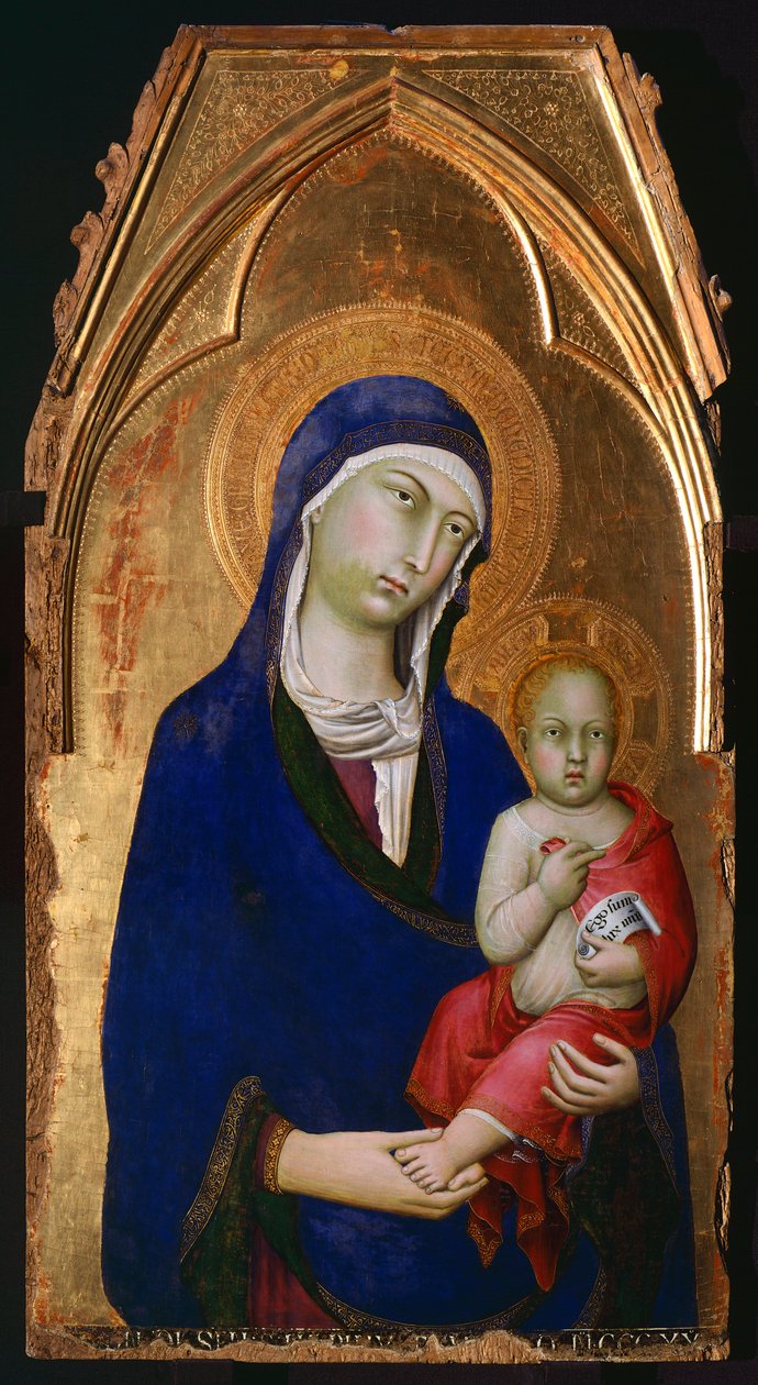 A Madonna és a gyermek, részlet a Szent Domonkos-oltárból, Simone Martini (1283-1344), tempera és arany fatáblán alkotó: Simone Martini