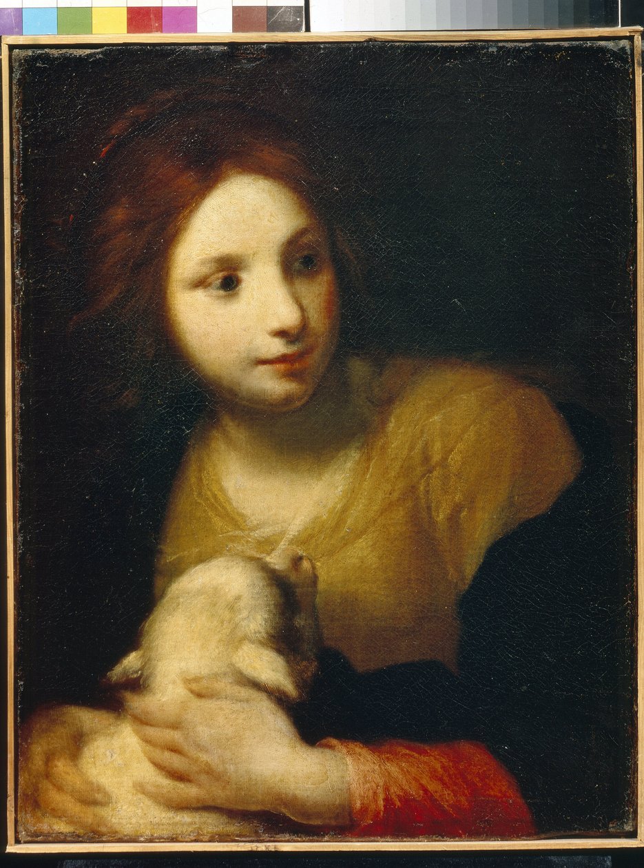 Szent Ágnes. (Római Ágnes, született 290-ben, mártír 304 körül). Simone Pignoni (1611-1698) festménye, olaj, vászon. Olasz művészet (Firenze) alkotó: Simone Pignoni