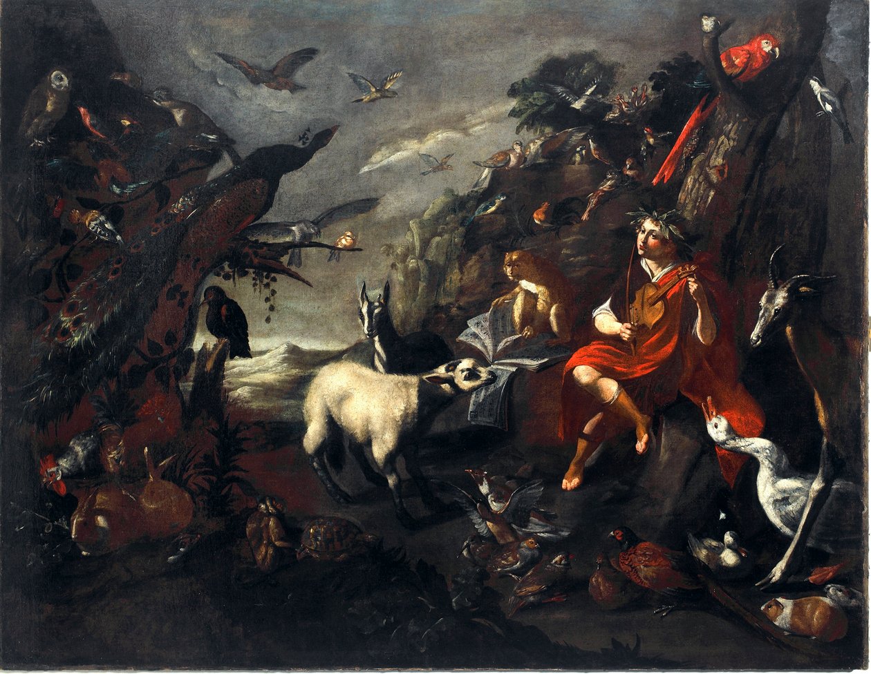 Sinibaldo Scorza (1589-1631) Orphee és az állatok festménye a kíséretről V.101,5x129 cm Gének, új utcai múzeumok alkotó: Sinibaldo Scorza