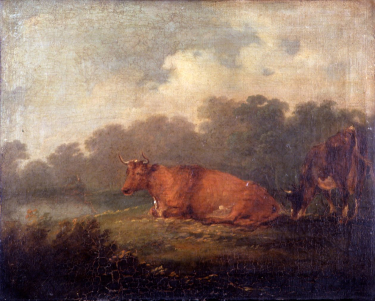 Táj szarvasmarhával (pihenő tehén) alkotó: Sir Peter Francis Bourgeois