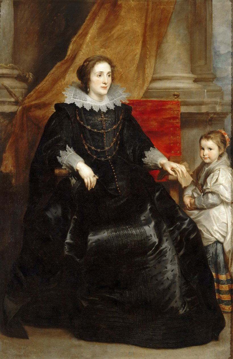 Egy előkelő hölgy portréja lányával, 1632 körül. alkotó: Sir Anthony van Dyck